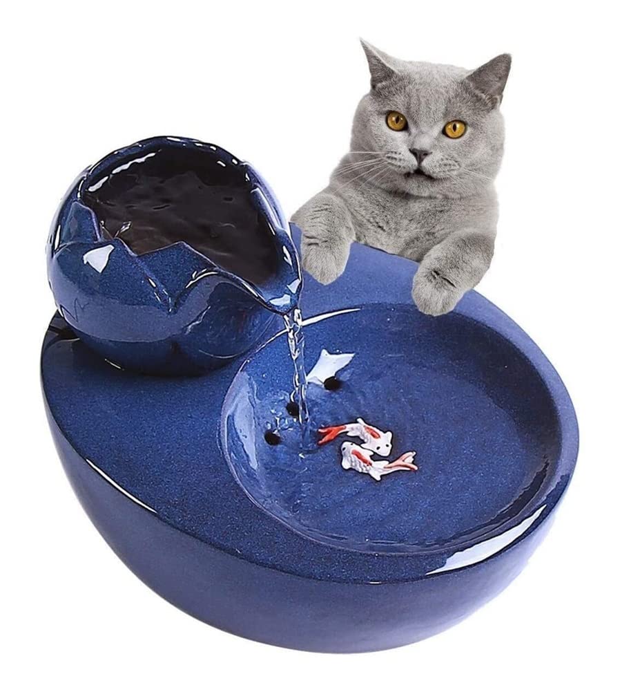 Ceramic Cat Water Fountain - Silent Pump for Cats & Small Dogs - Home Use