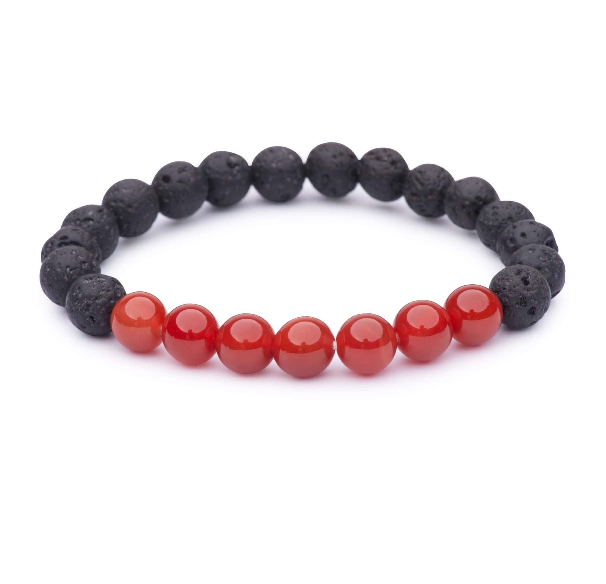 8mm Carnelian and Lavastone Stretch Bracelet for Women - Natural Stone Beaded Yoga Meditation Jewelry - Perfect for Spiritual Healing, Chakra Balancing & Boho Fashion Accessories