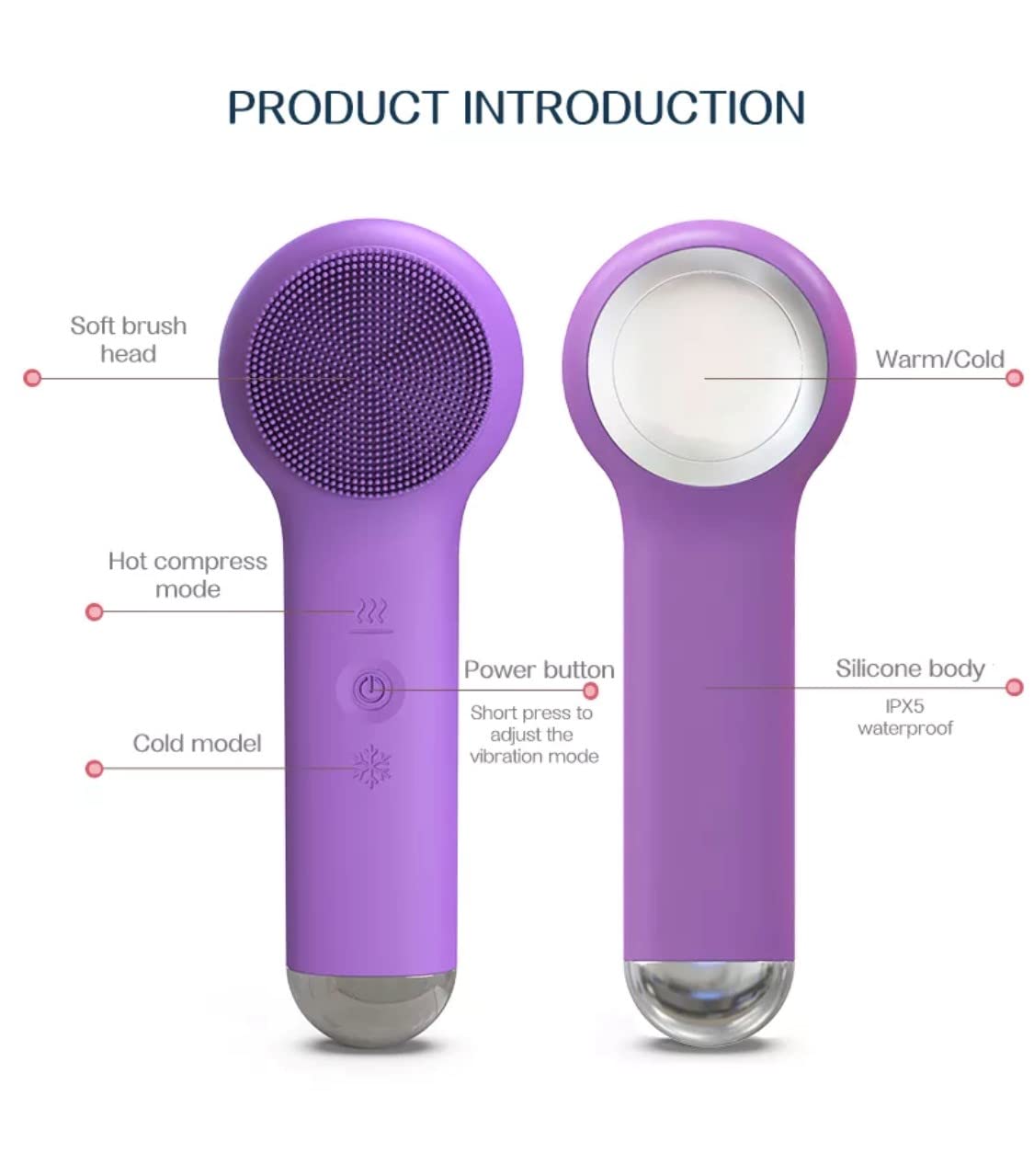 Rechargeable Silicone Facial Cleansing Brush with Hot & Cold Therapy - Pore Cleanser & Vibration Massager for Deep Skin Exfoliation - Perfect for Daily Skincare Routine & Spa Treatments at Home