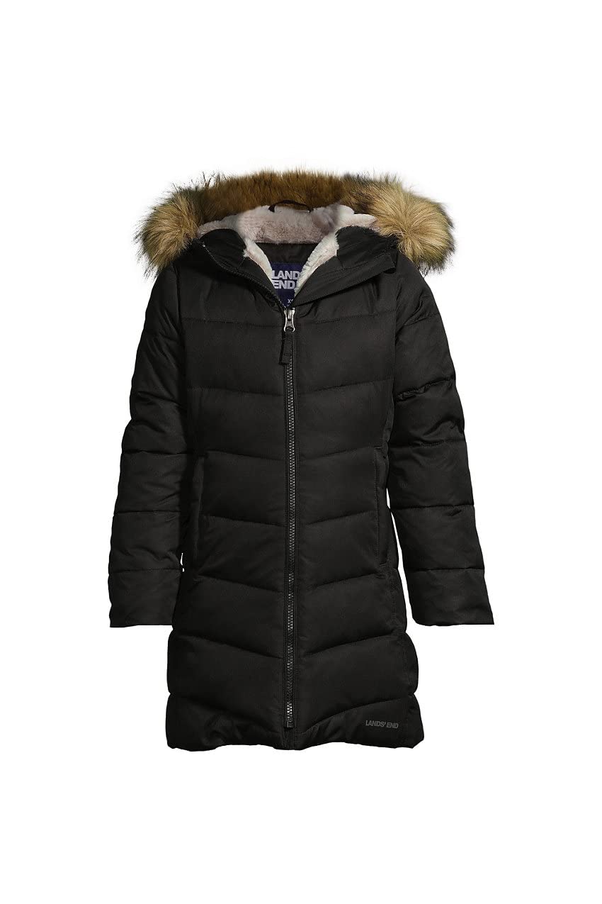 Lands' End Girls Winter Fleece Lined Down Alternative ThermoPlume Coat - Warm & Water-Resistant Jacket for Cold Weather - Perfect for School, Outdoor Play & Snow Days