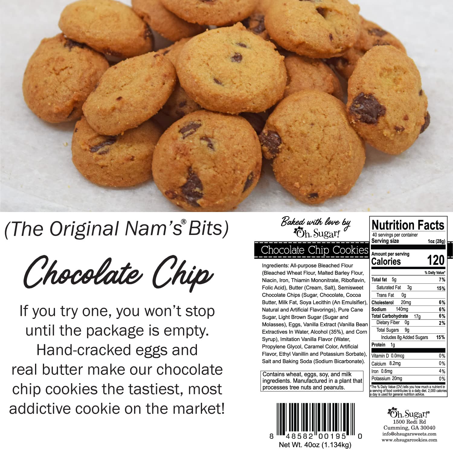 Nam's Bits Chocolate Chip Cookies - 1 Gallon Bulk Jar - Perfect for Teachers, Gifts & Office Snacks (RDGY)