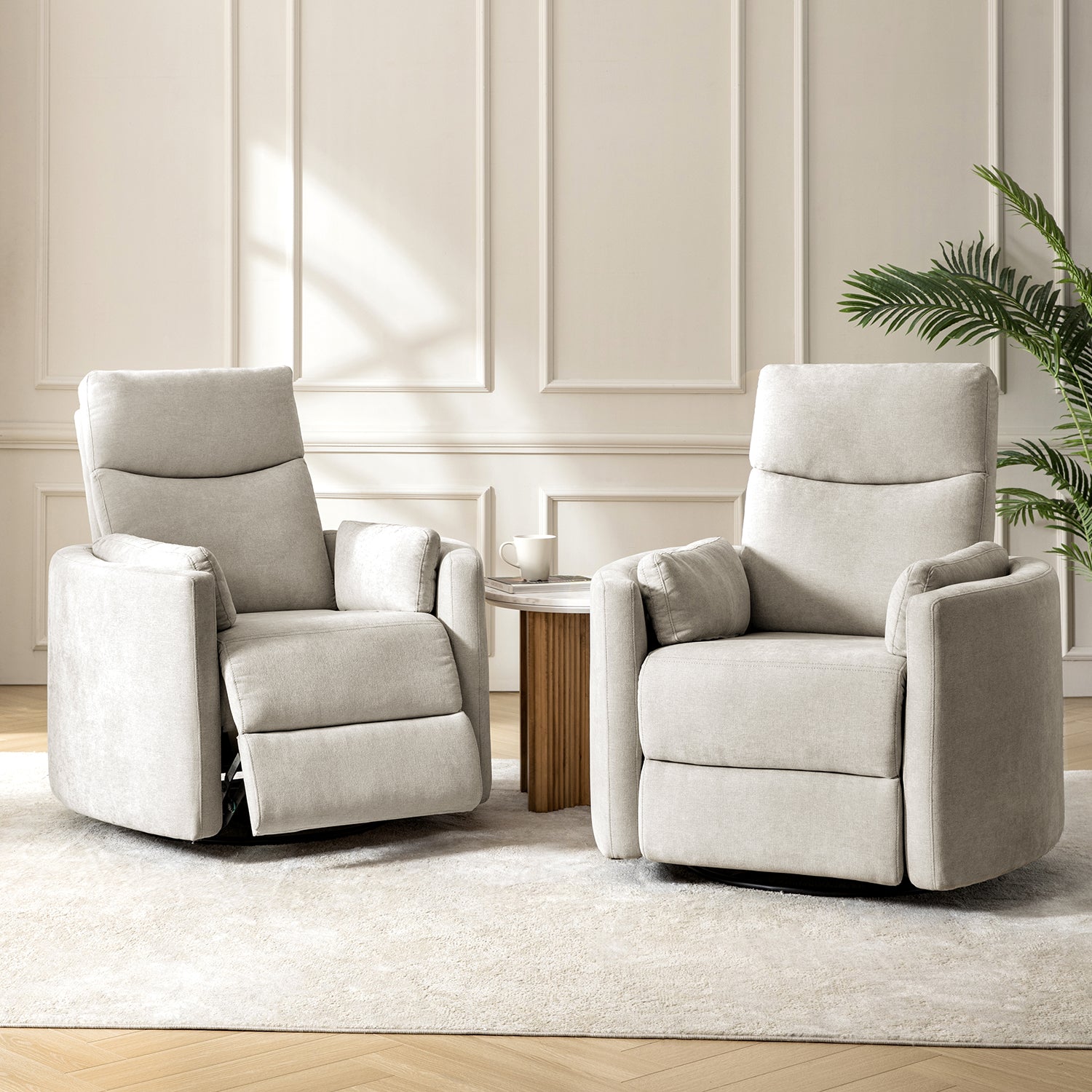 Monica Swivel Rocker Power Recliner Chair with Adjustable Headrest & Lumbar Support - Optional Removable Pillows - Perfect for Living Room, Home Theater & Relaxation