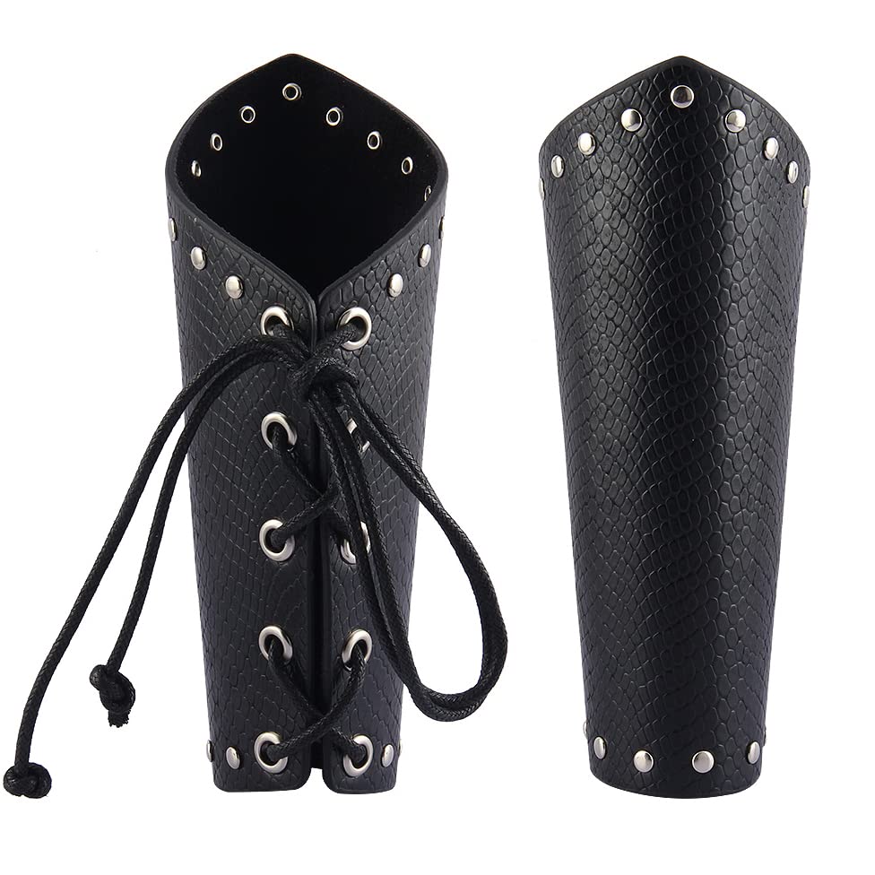 Medieval Leather Bracers - Viking Archery Arm Guards, Knight LARP Gauntlets, Leather Wrist Cuffs for Cosplay & Renaissance Fairs - Perfect for Archery, Historical Reenactments & Fantasy Costumes