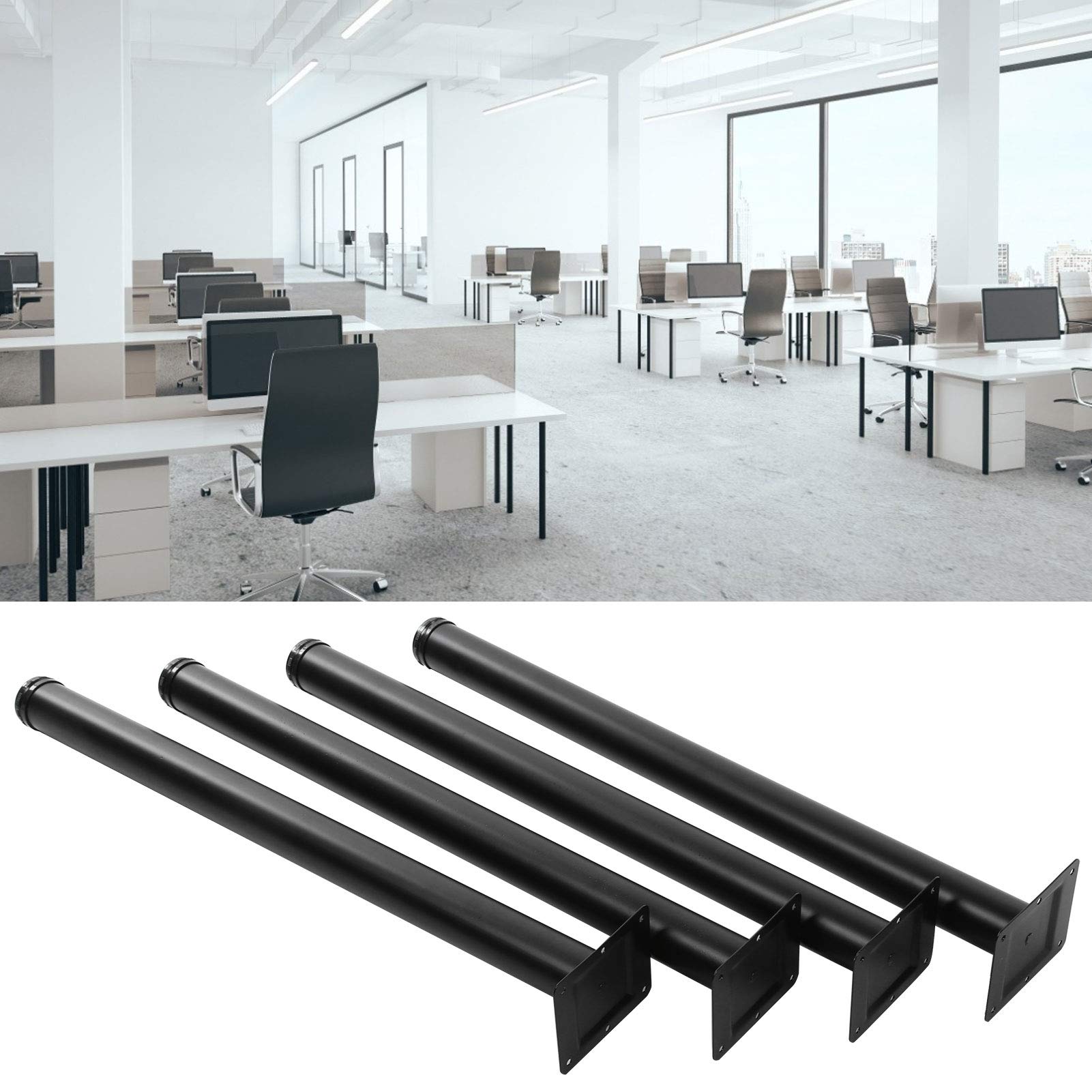 AYNEFY 4-Pack 30-Inch White Metal Table Legs - 50x50mm Round Steel Tube Industrial Furniture Feet for DIY Dining Tables, Coffee Tables, Desks & Workbenches | Sturdy & Modern Home Office & Cafe Decor