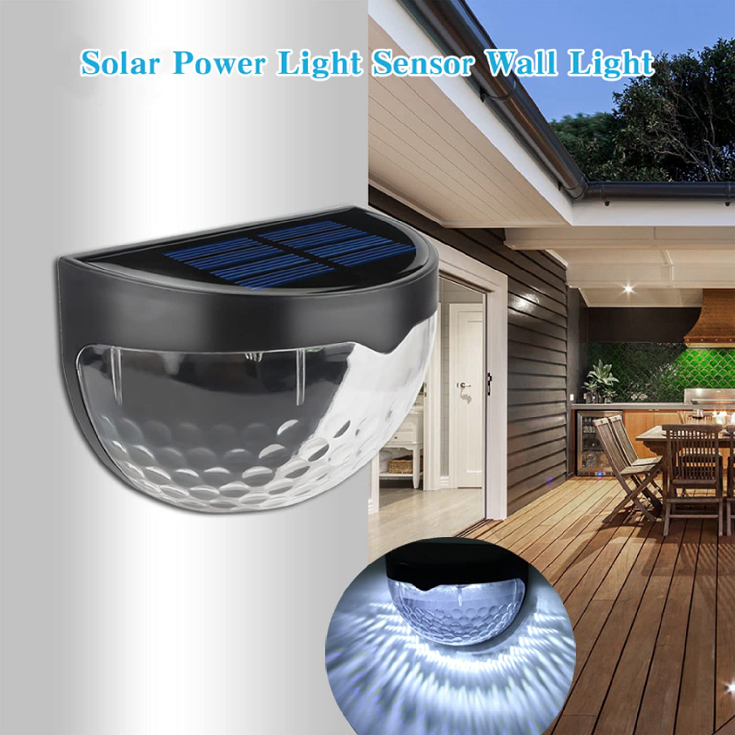 2 Pack Solar Fence Lights - Waterproof Outdoor Deck & Wall Lights for Yard, Garden, Stairway