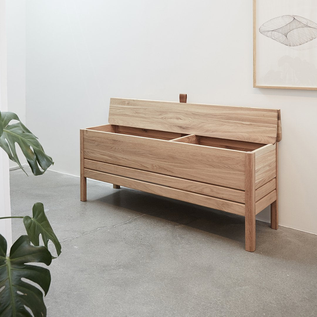 A Line Storage Bench - Stylish Entryway Bench with Hidden Storage for Shoes & Coats | Perfect for Hallway, Bedroom, or Mudroom Organization