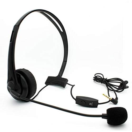 Wired Mono Headphone with Microphone - 3.5mm Single Earbud Headset for Motorola Moto G7 Power - Hands-Free Over-The-Head Design for Calls, Gaming & Office Work