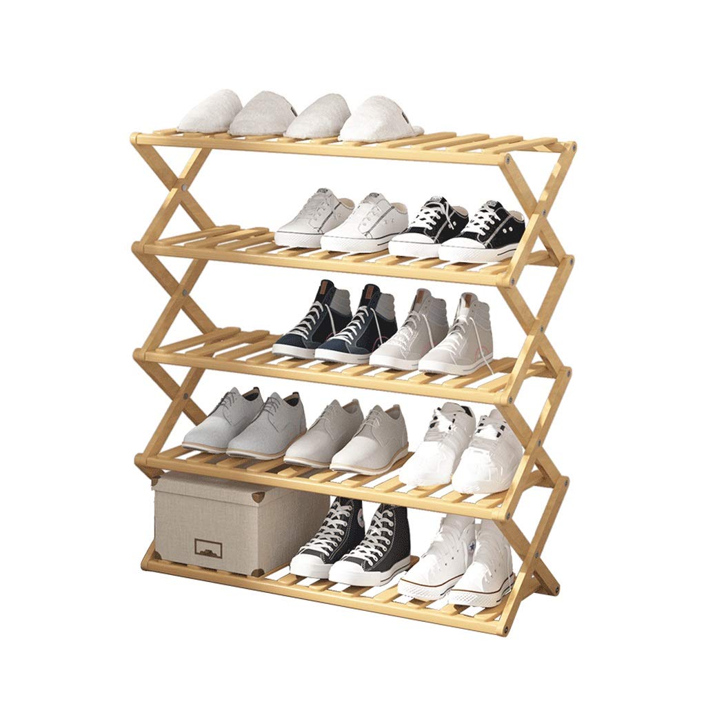 NYKK 5-Tier Wooden Shoe Rack - Space Saving Shoe Organizer for Entryway, Closet & Home Storage (50cm Wide, Easy Assembly) - Perfect for Apartments, Dorms & Small Spaces