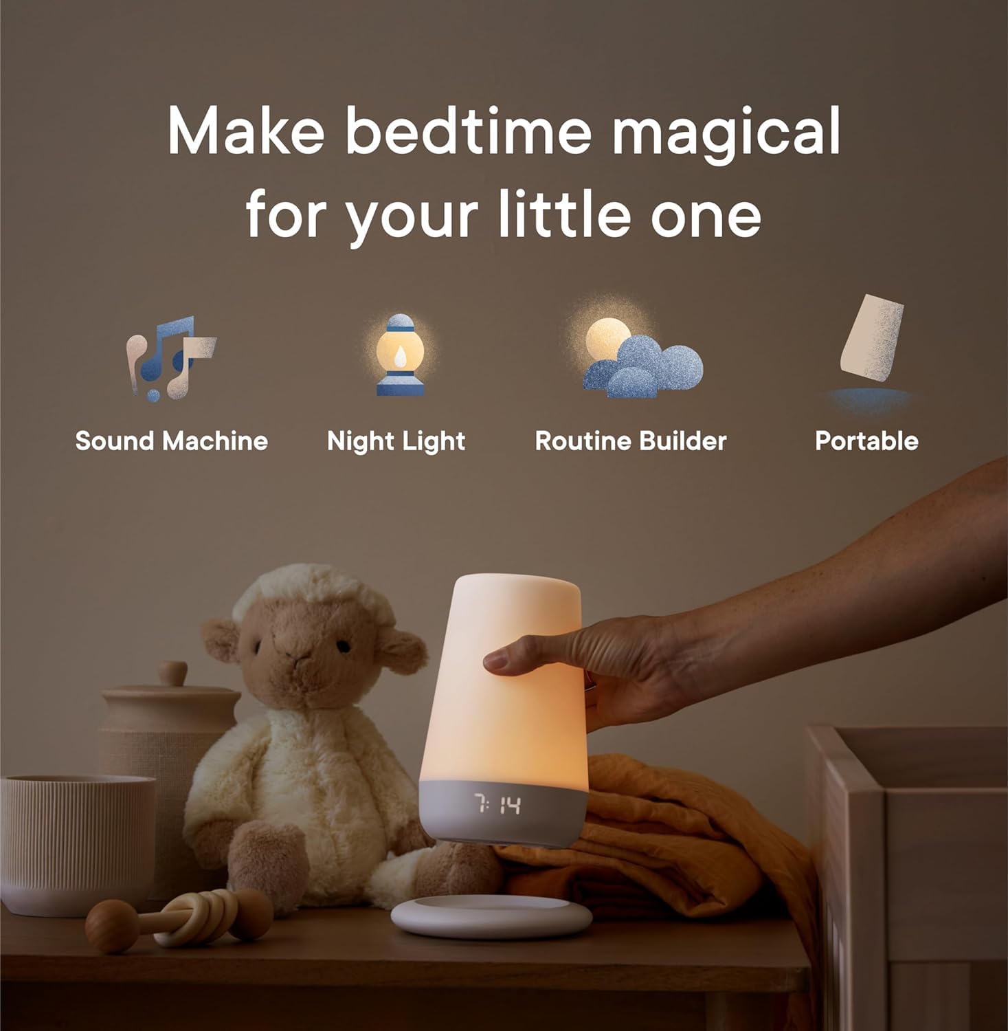 Hatch Rest+ 2nd Gen Baby & Kids Sound Machine with Night Light, Alarm Clock, Sleep Trainer, White Noise & Bedtime Stories - Portable with Backup Battery & Charging Base - Perfect for Nursery, Bedroom & Travel