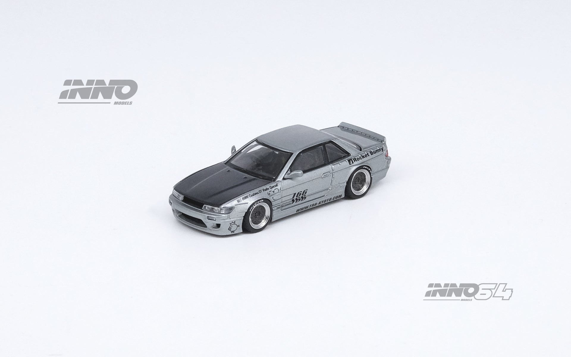 INNO64 1:64 Scale Nissan S13 Silvia Pandem Rocket Bunny Edition Diecast Model Car - Silver Color Collectible for Display, Racing Enthusiasts & Car Lovers