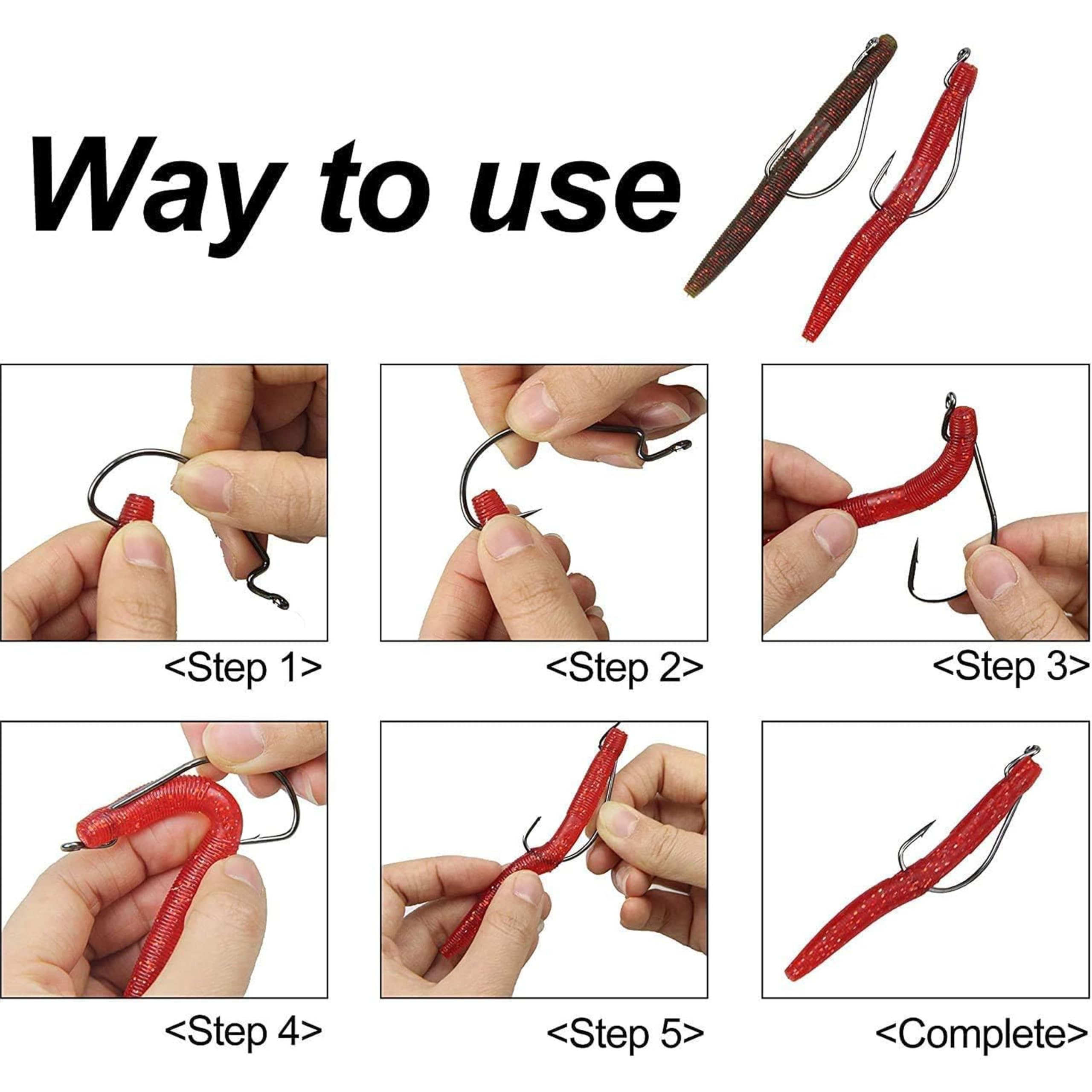 3X Strong EWG Worm Hooks - Texas Rig Offset Fishing Hooks for Bass & Trout (1-5/0) - Premium Soft Plastic Bait Jig Hooks for Freshwater & Saltwater Fishing