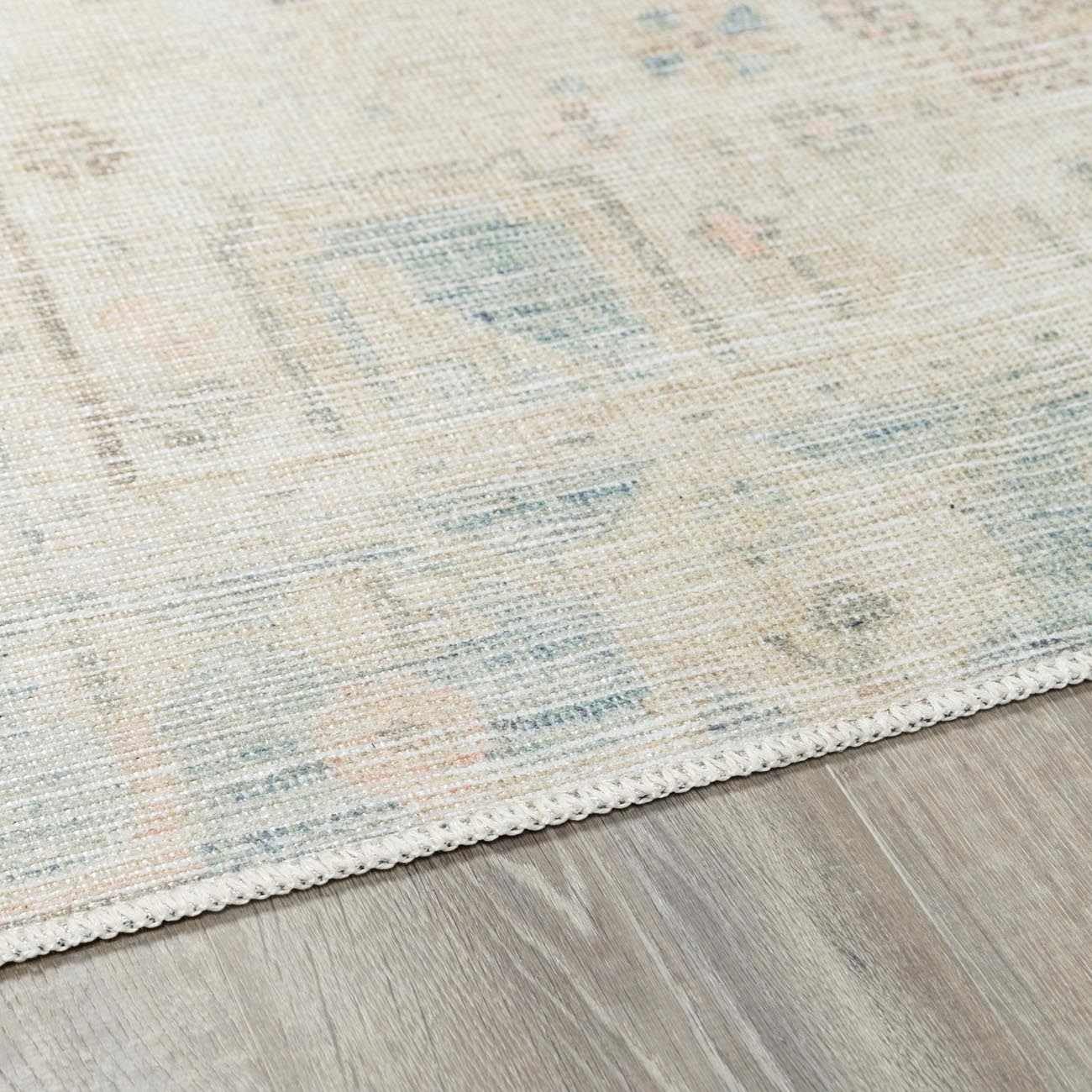 Premium Hauteloom Baloy Washable Area Rug for Living Room & Bedroom - Traditional Design in Coral, Denim, Olive - 5'3