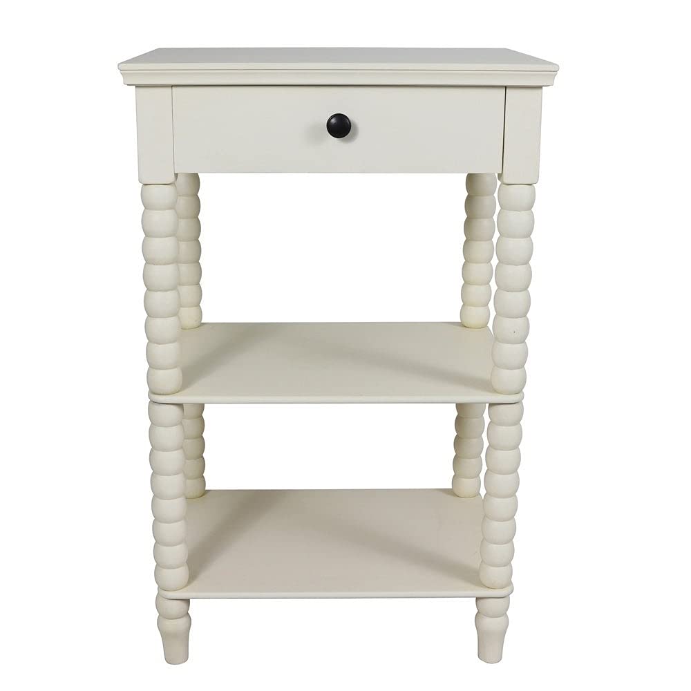 Antique White Spindle Side Table 19x14x30 for Living Room Decor