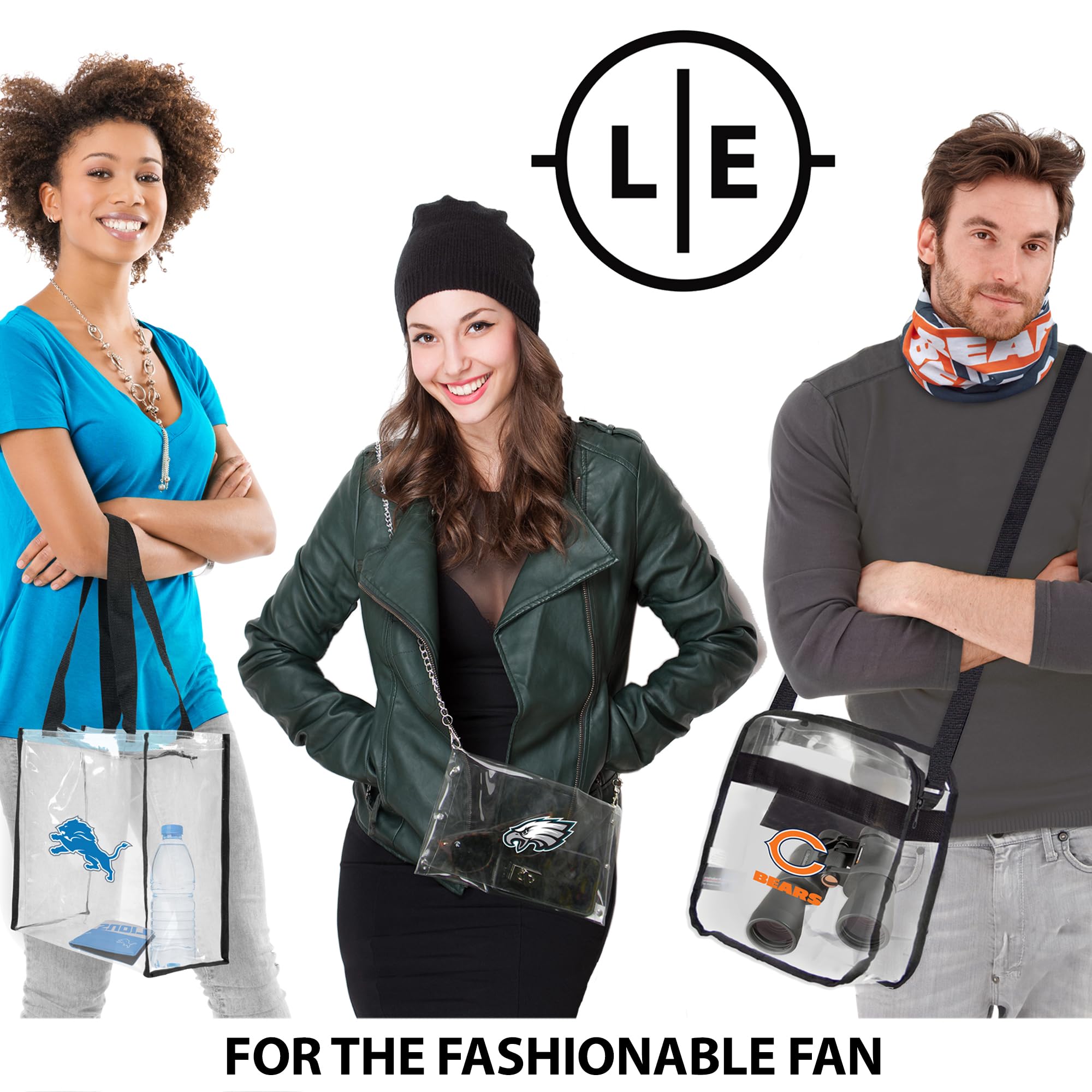 Littlearth NFL Clear Envelope Purse with Adjustable Black Fashion Strap - Perfect for Football Games, Concerts & Stadium Events