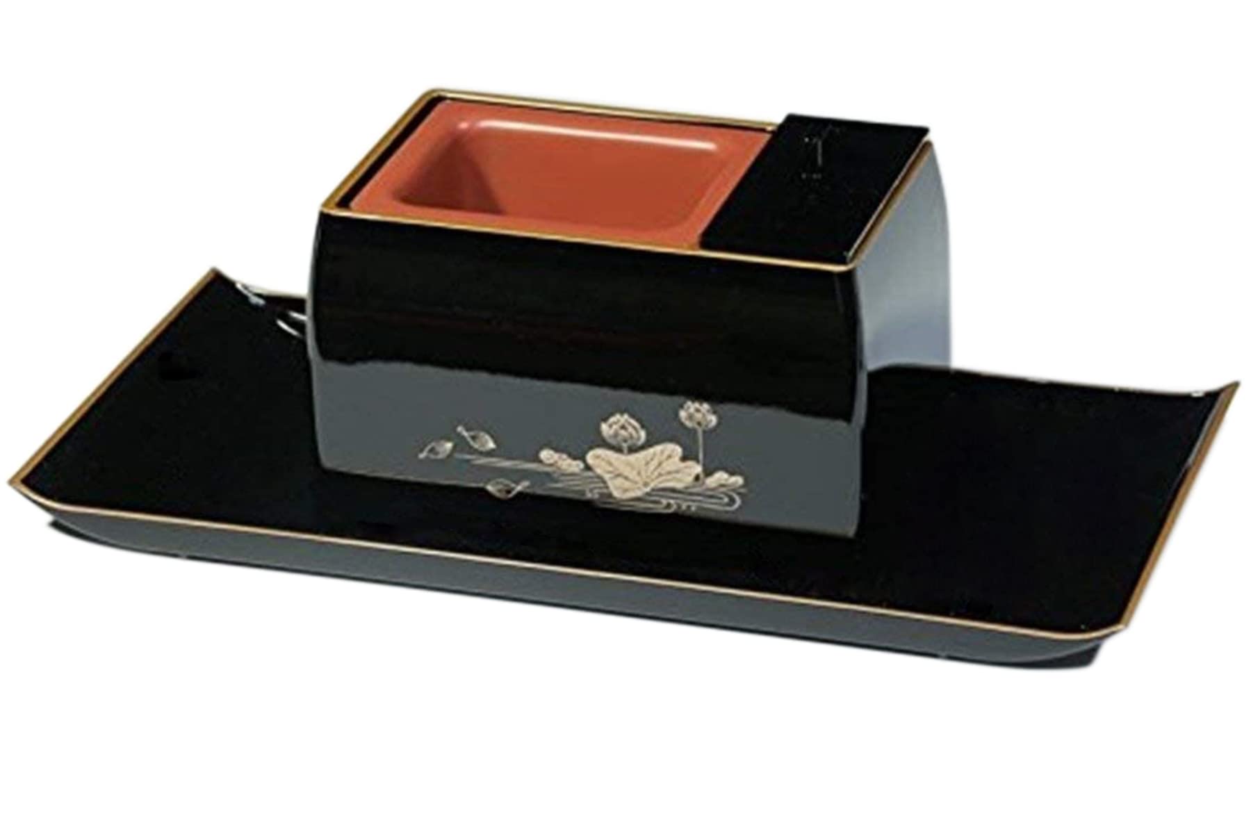 Yamako Buddhist Altar Fittings - Black/Golden Lotus Incense Burner for Meditation & Home Decor | Traditional Japanese Zen Accessories for Prayer & Spiritual Practice