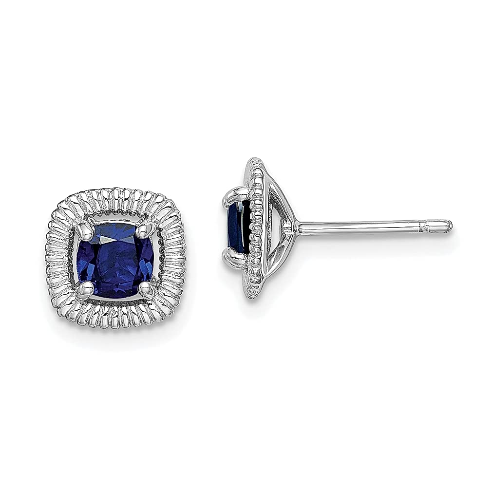 925 Sterling Silver Plated Sapphire Square Post Stud Earrings - September Birthstone Jewelry for Women | Elegant Gift for Her, Perfect for Daily Wear, Parties & Special Occasions