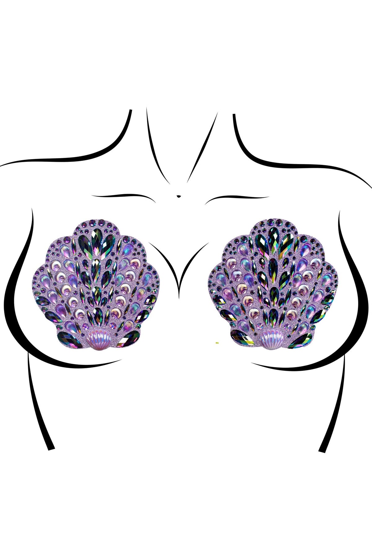 Mermaid Shell Pasties - Self-Adhesive Nipple Covers for Women, Waterproof & Reusable - Perfect for Beach, Pool, Cosplay & Special Occasions