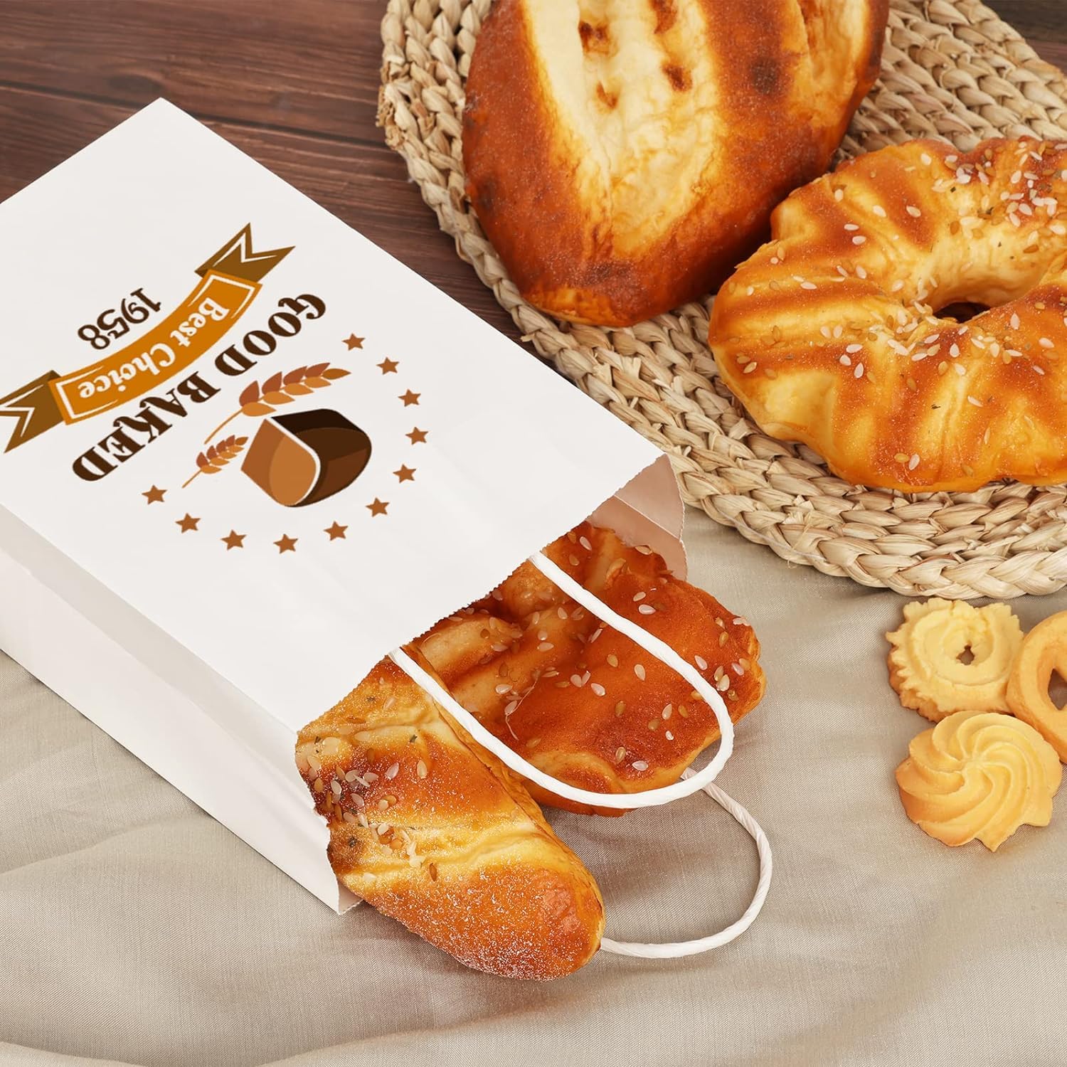 Premium White Kraft Paper Gift Bags with Handles - 8x3.5x9.5 Inches (Pack of 10) - Bulk Small Retail Shopping Bags for Birthday, Wedding, Party Favors & Merchandise - Eco-Friendly Packaging for Events, Boutiques & Small Businesses