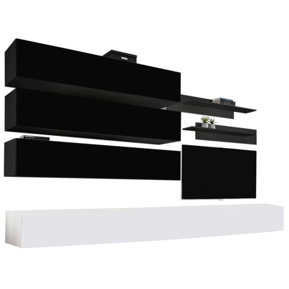 Modern Floating TV Stand with Storage & LED Lights - Wall-Mounted Entertainment Center Console for Bedroom & Living Room - Meble J1 30