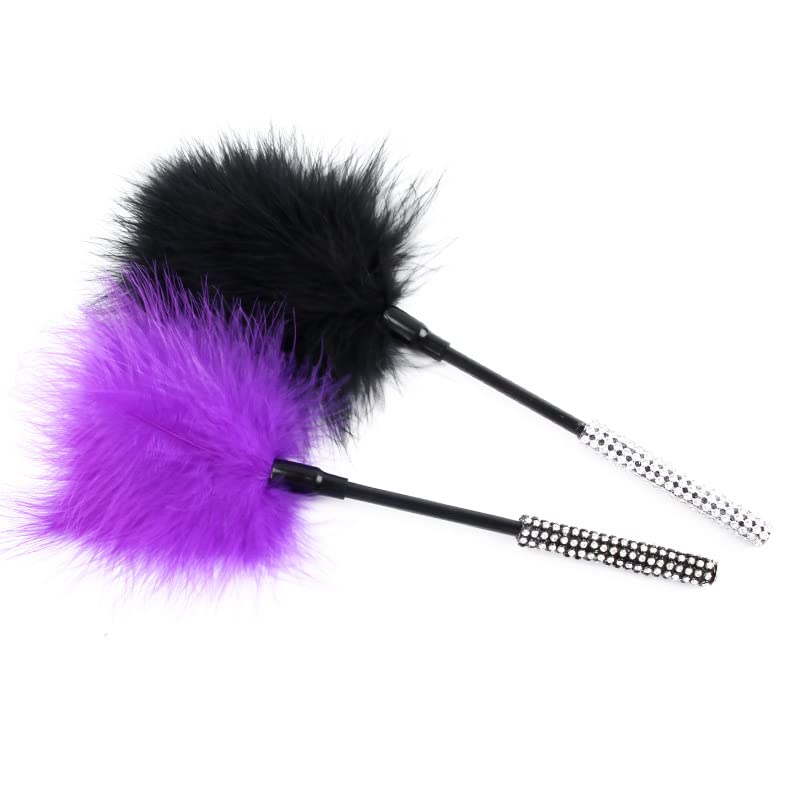 Sensual Feather Tickler Toy for Couples - Diamond Handle Pink Feather Tease Play for Romantic Foreplay & Adult Role Play - Perfect for Valentine's Day & Spicing Up Your Intimate Moments