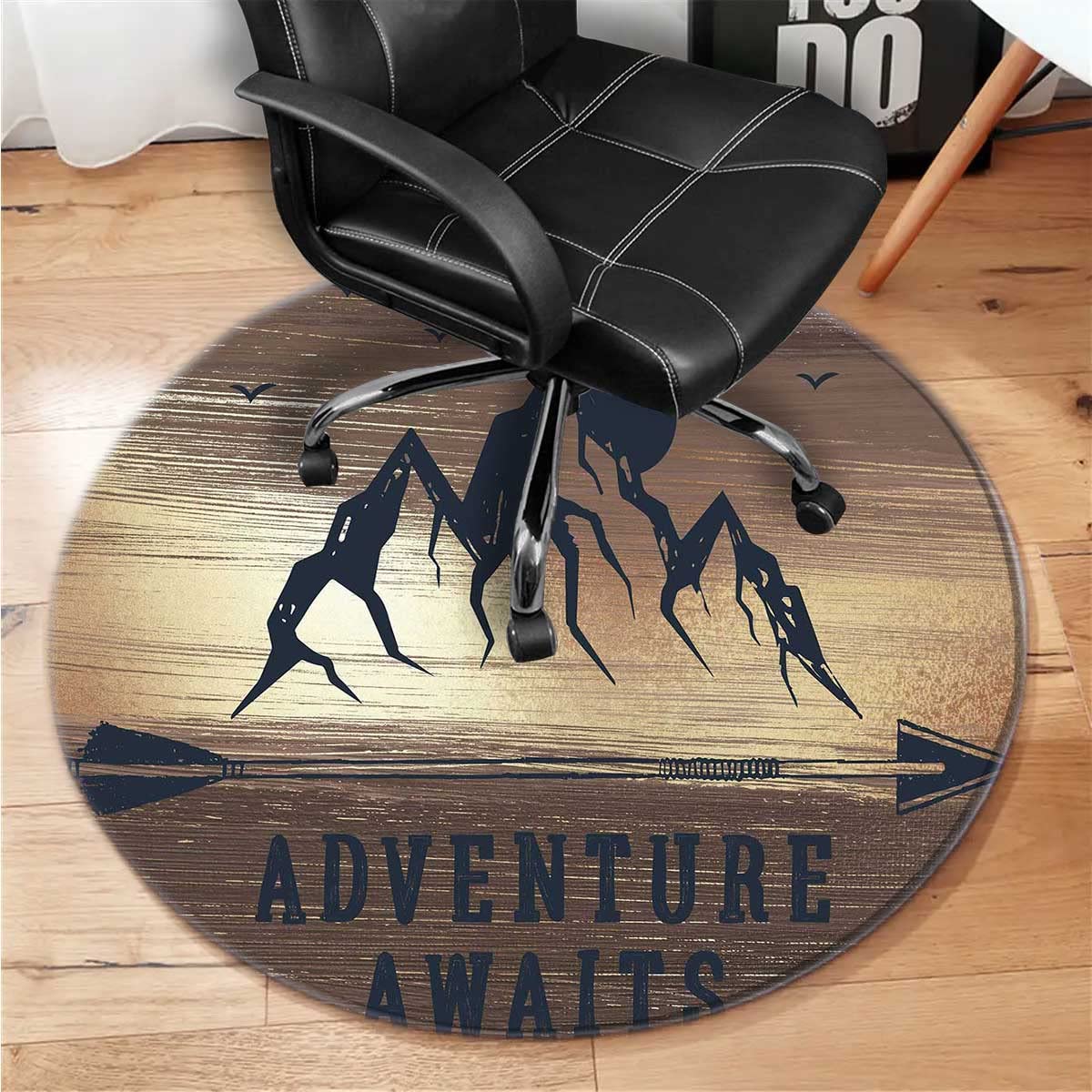 Brown Round Desk Chair Mat for Carpet - 43 Inch Forest Mountain Scenery Office Mat, Gaming Rug for PC Setup & Home Decor | Perfect for Gaming Rooms, Home Offices & Workspaces