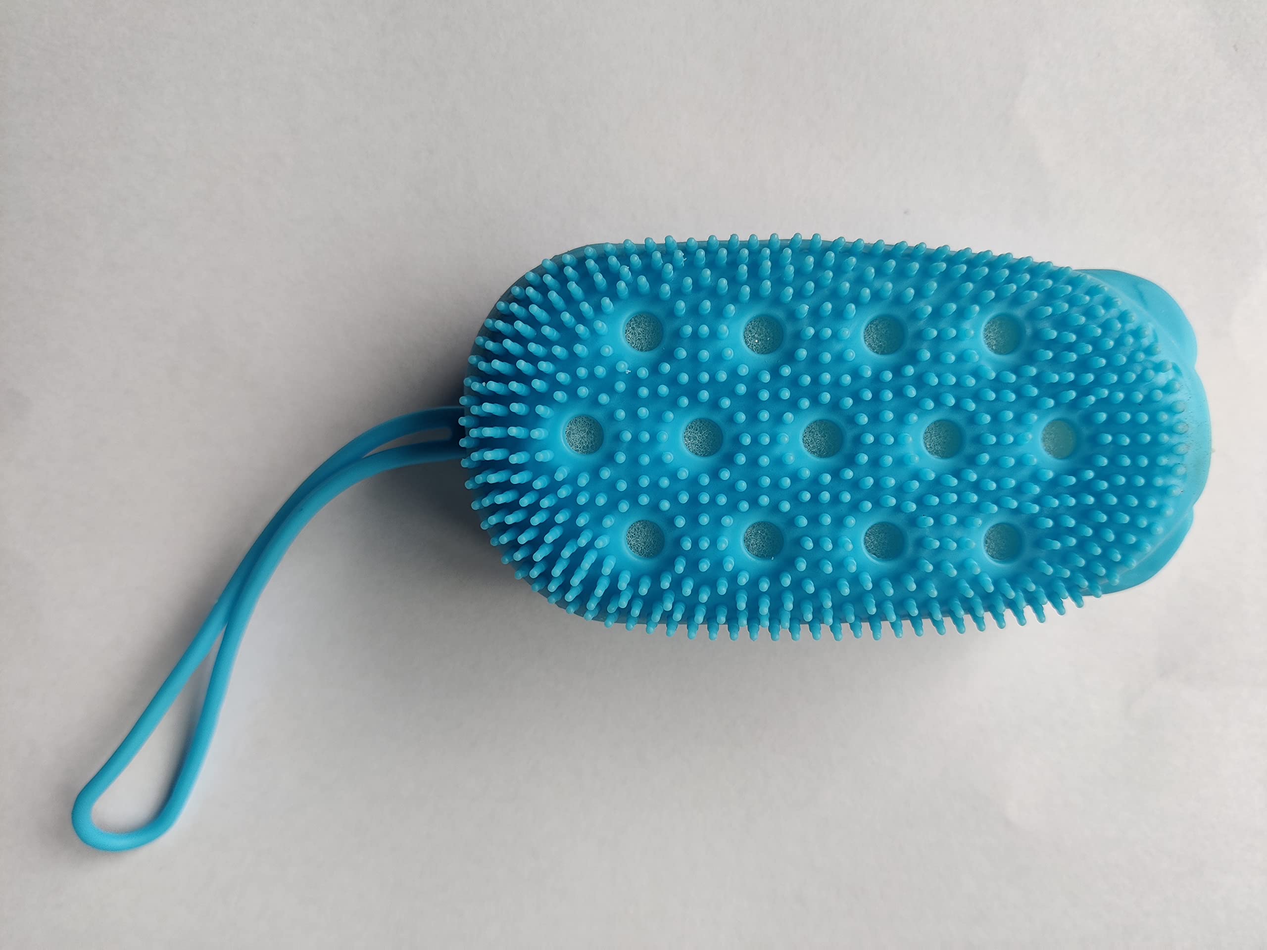 NAIDEV Silicone Double Sided Exfoliating Body Scrubber - Deep Cleaning Bath Brush for Women & Men - Massage & Exfoliate Skin - Creates Rich Bubbles - Perfect for Shower, Spa & Daily Skincare Routine (Blue)