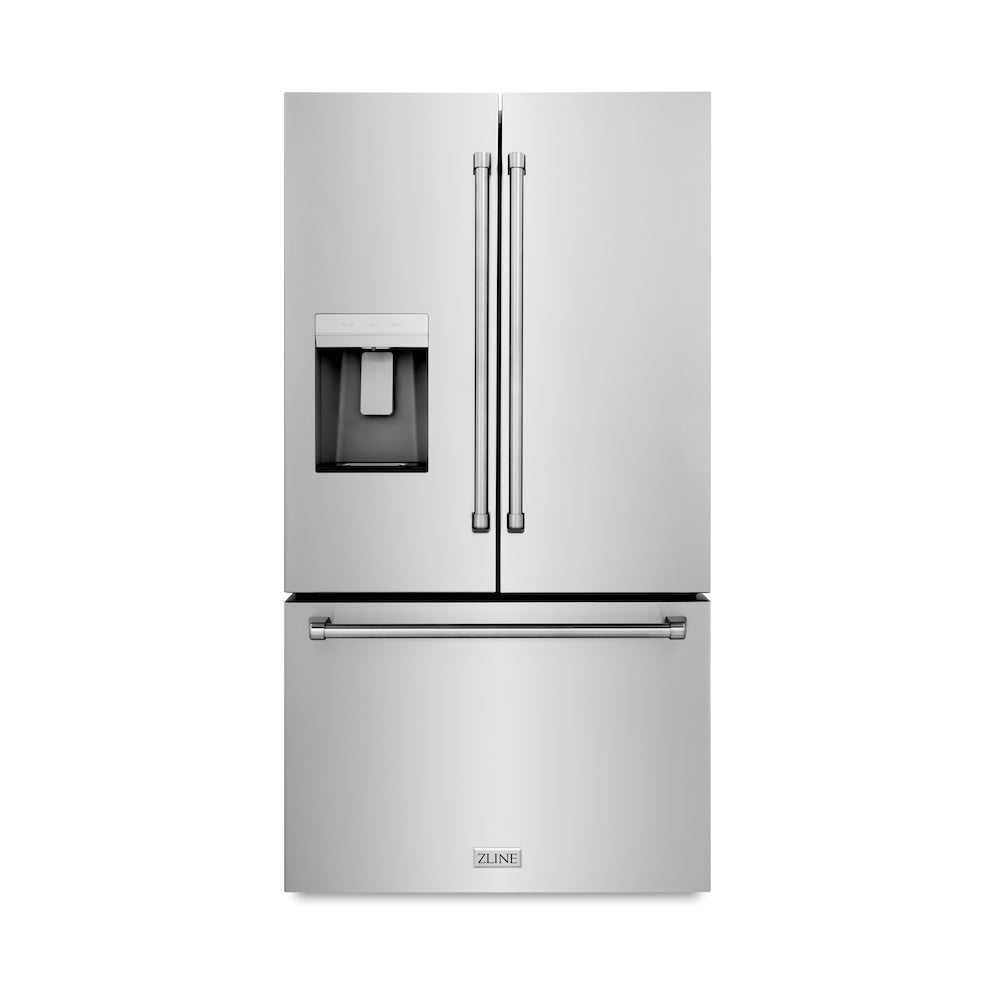 ZLINE 36 Inch 28.9 cu ft Standard Depth French Door Refrigerator with External Water Dispenser & Dual Ice Maker - Fingerprint Resistant Stainless Steel (RSM W 36) - Perfect for Modern Kitchens, Entertaining & Large Family Homes