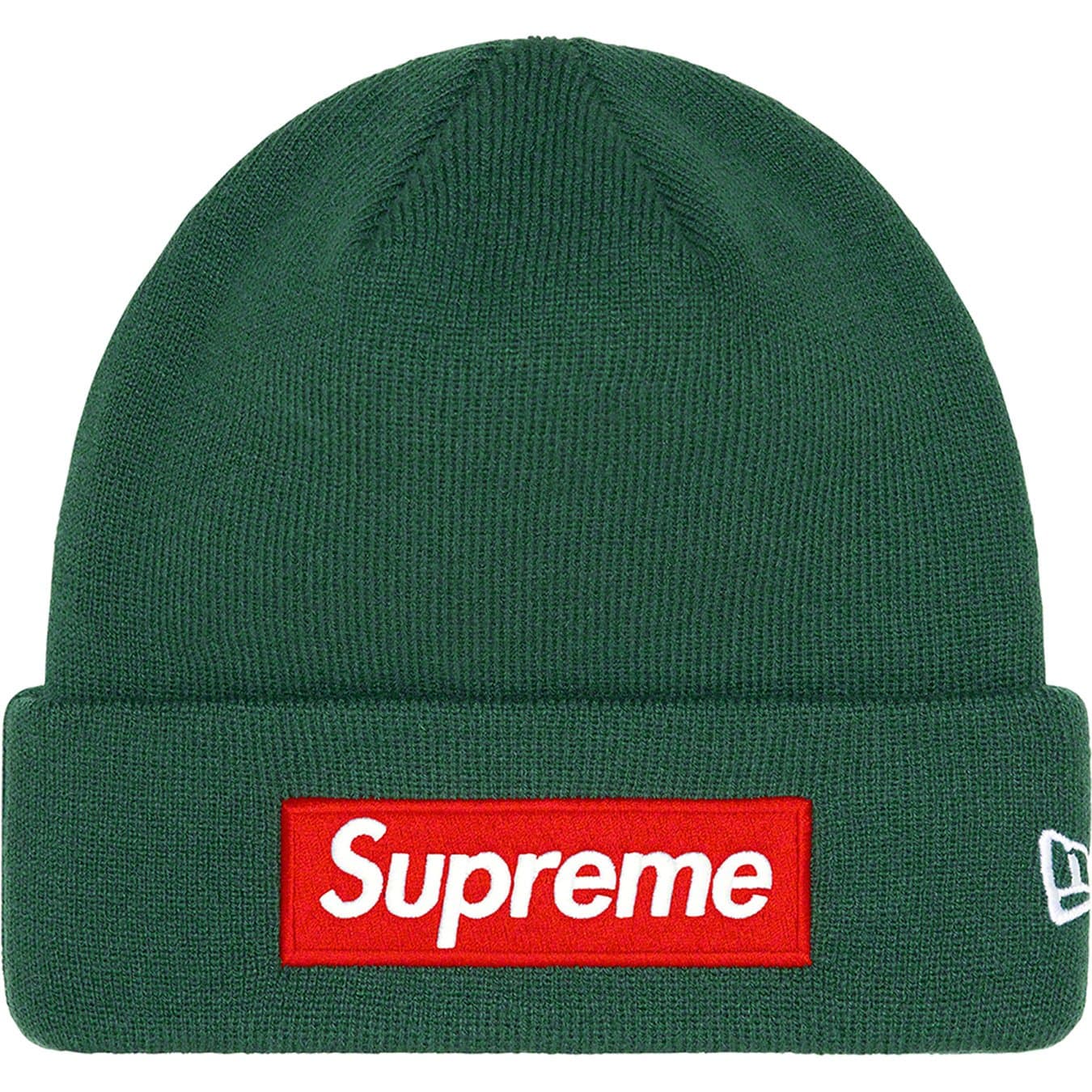 Supreme New Era Box Logo Beanie - Dark Pine Green Winter Hat for Men & Women - Perfect for Cold Weather, Streetwear Fashion & Outdoor Activities