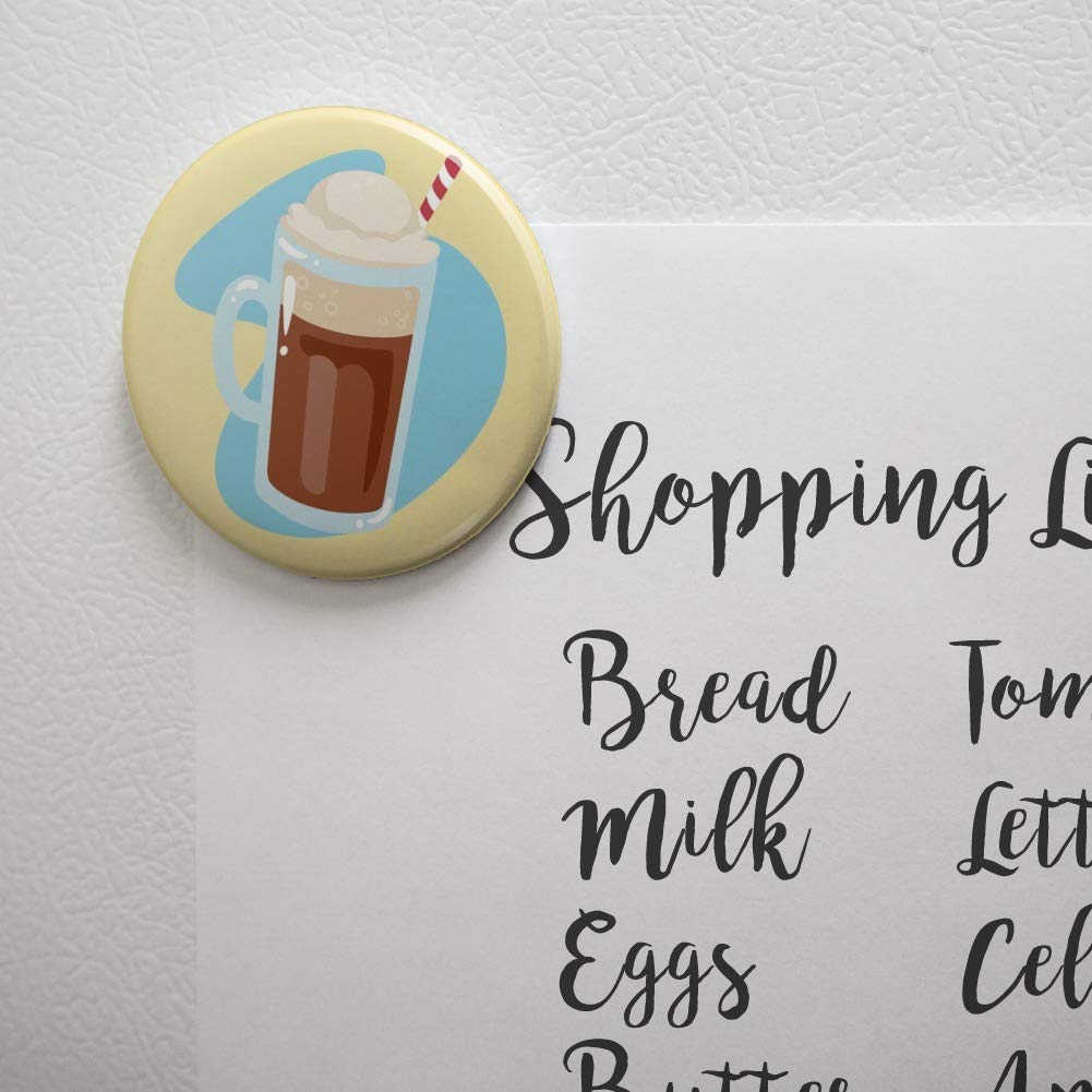 Root Beer Float Fridge Magnet - Retro Kitchen Decor for Refrigerator, Locker & Office - Fun & Unique Button Magnet for Home, Dorm & Gifts