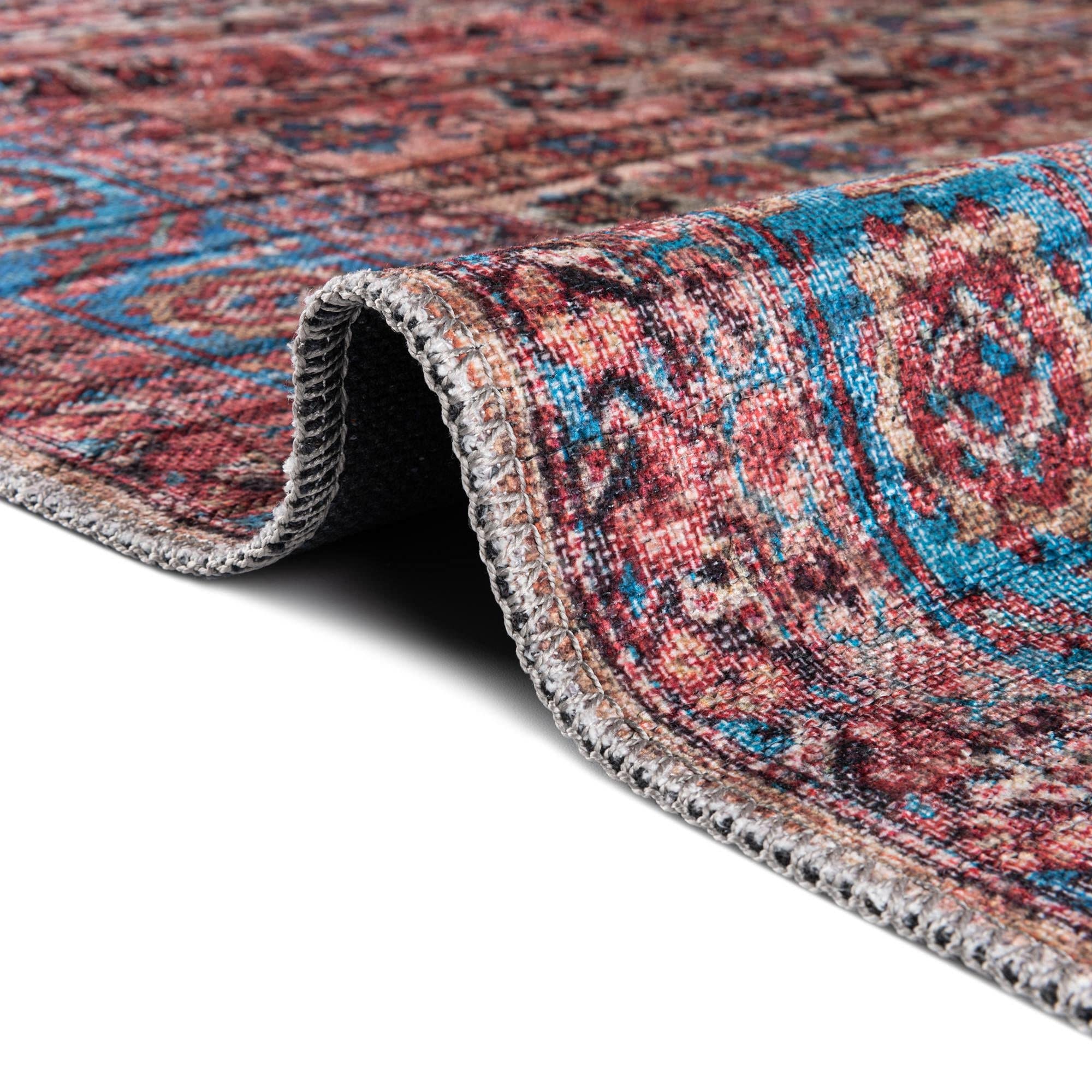 Washable Maahru Collection Rug 9' x 12' Pink Low-Pile - Soft Modern Area Rug for Living Room, Dining Room & Open Floor Plans | Pet-Friendly & Easy Clean Home Decor