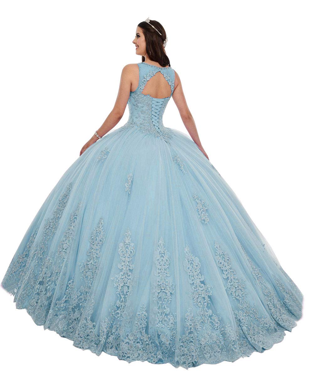 Emmani Women's Sleeveless Quinceanera Dress with Embroidery & Beading - Sweet 16 Party Dress for Girls, Formal Evening Gown for Prom, Homecoming, Quinceañera & Special Occasions