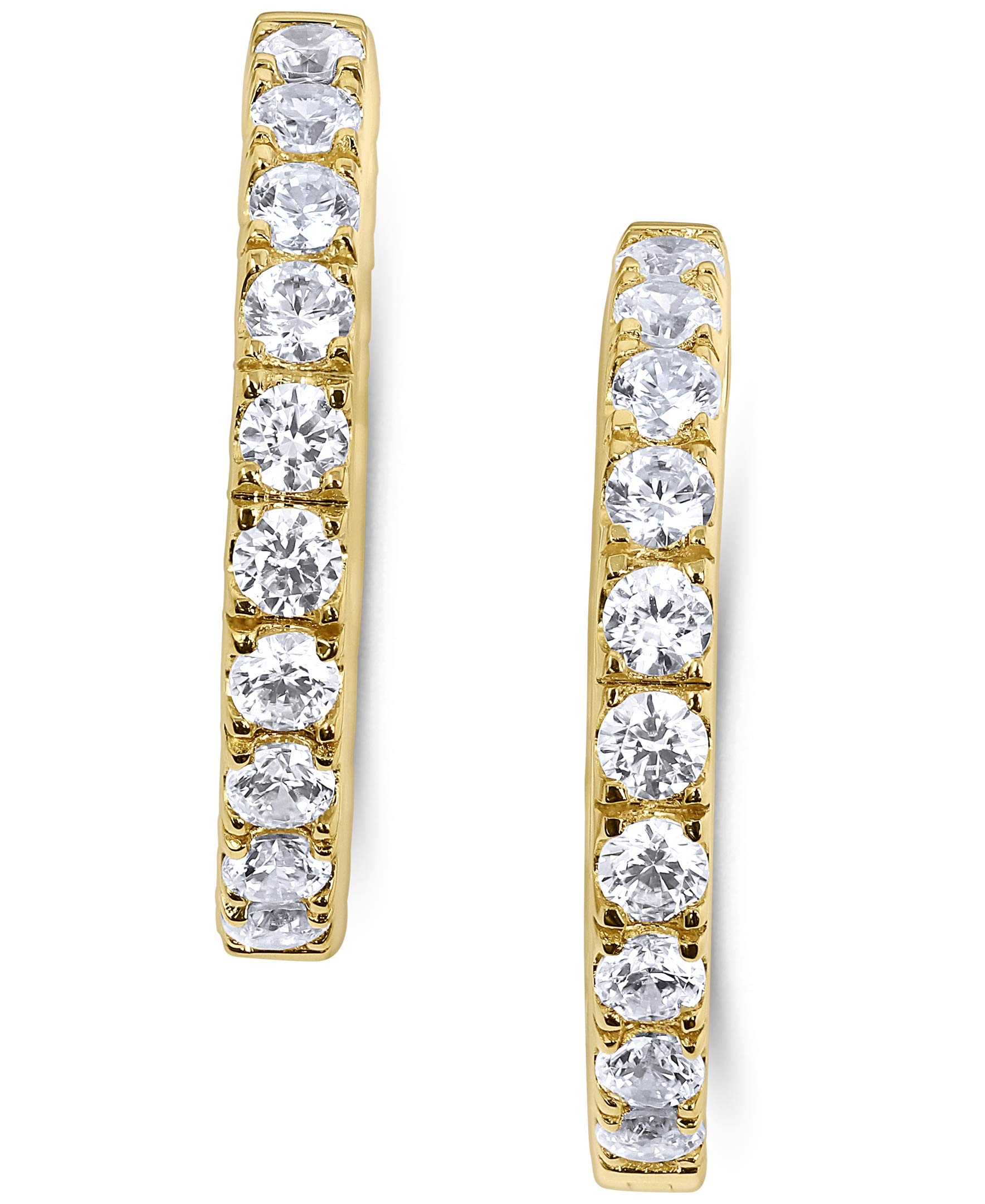 925 Silver 14K Gold Plated Cubic Zirconia Inside-Out Hoop Earrings - 1.5 Inch Diameter Elegant Dangle Earrings for Women - Perfect for Parties, Weddings & Everyday Wear