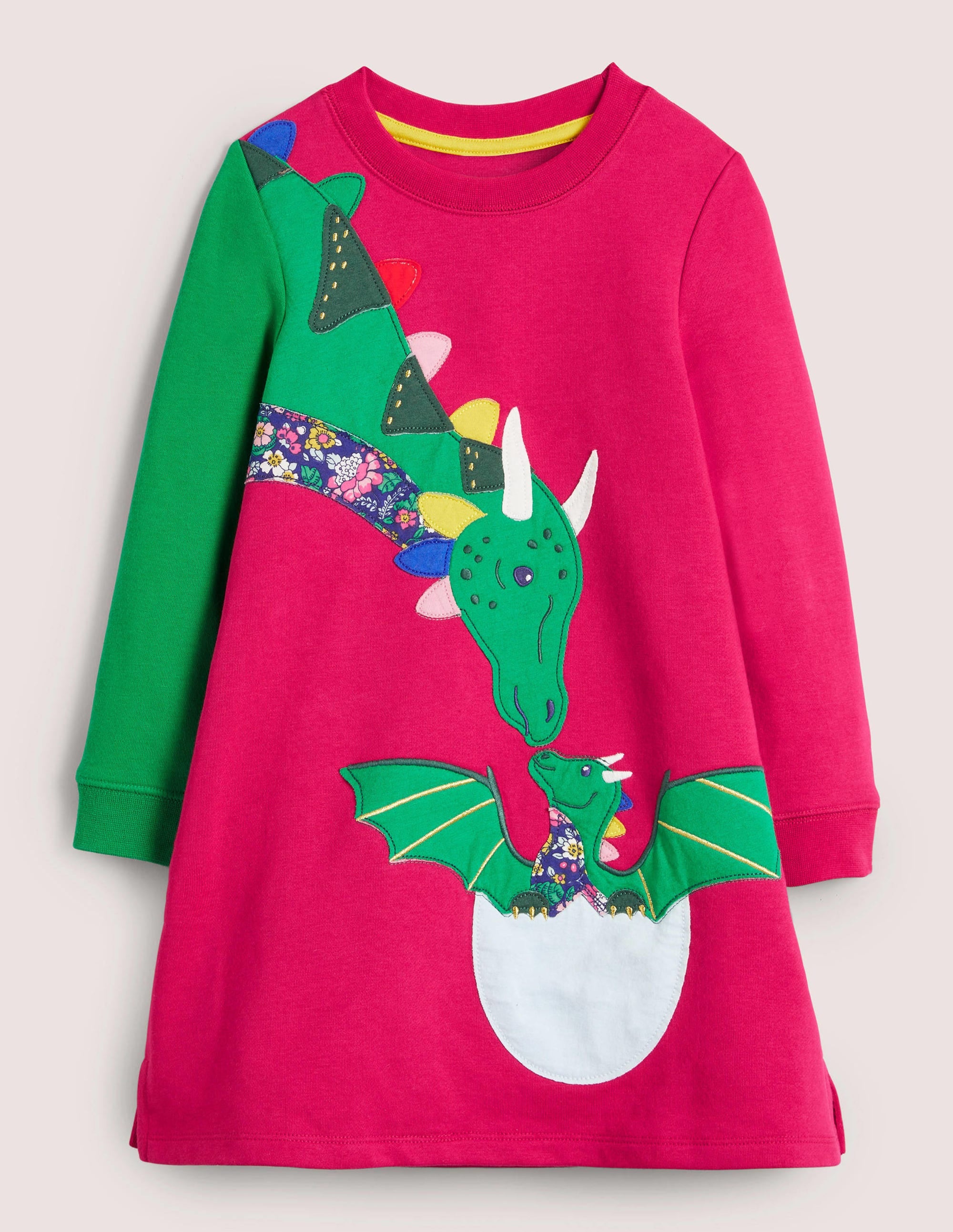Candy Cane Pink Dragon Applique Sweatshirt Dress for Women - Cozy Christmas Holiday Party Outfit & Casual Winter Fashion