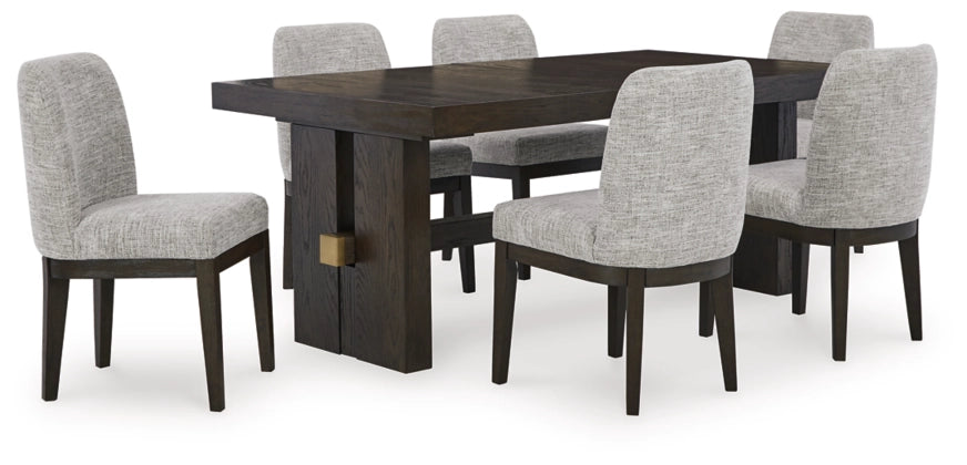 Burkhaus 5-Piece Dining Set - Solid Wood Table & 6 Chairs for Kitchen, Dining Room | Modern Farmhouse Style Furniture for Family Meals & Entertaining