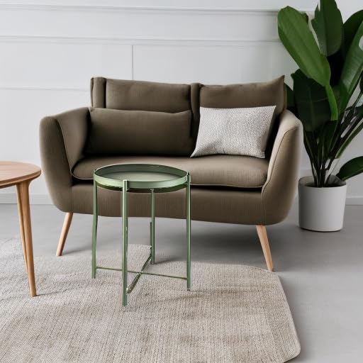 EKNITEY Small Side End Table - Metal Side Table with Removable Tray, Waterproof for Indoor & Outdoor Use - Perfect for Living Room, Bedroom, Balcony, Office, and Patio Decor