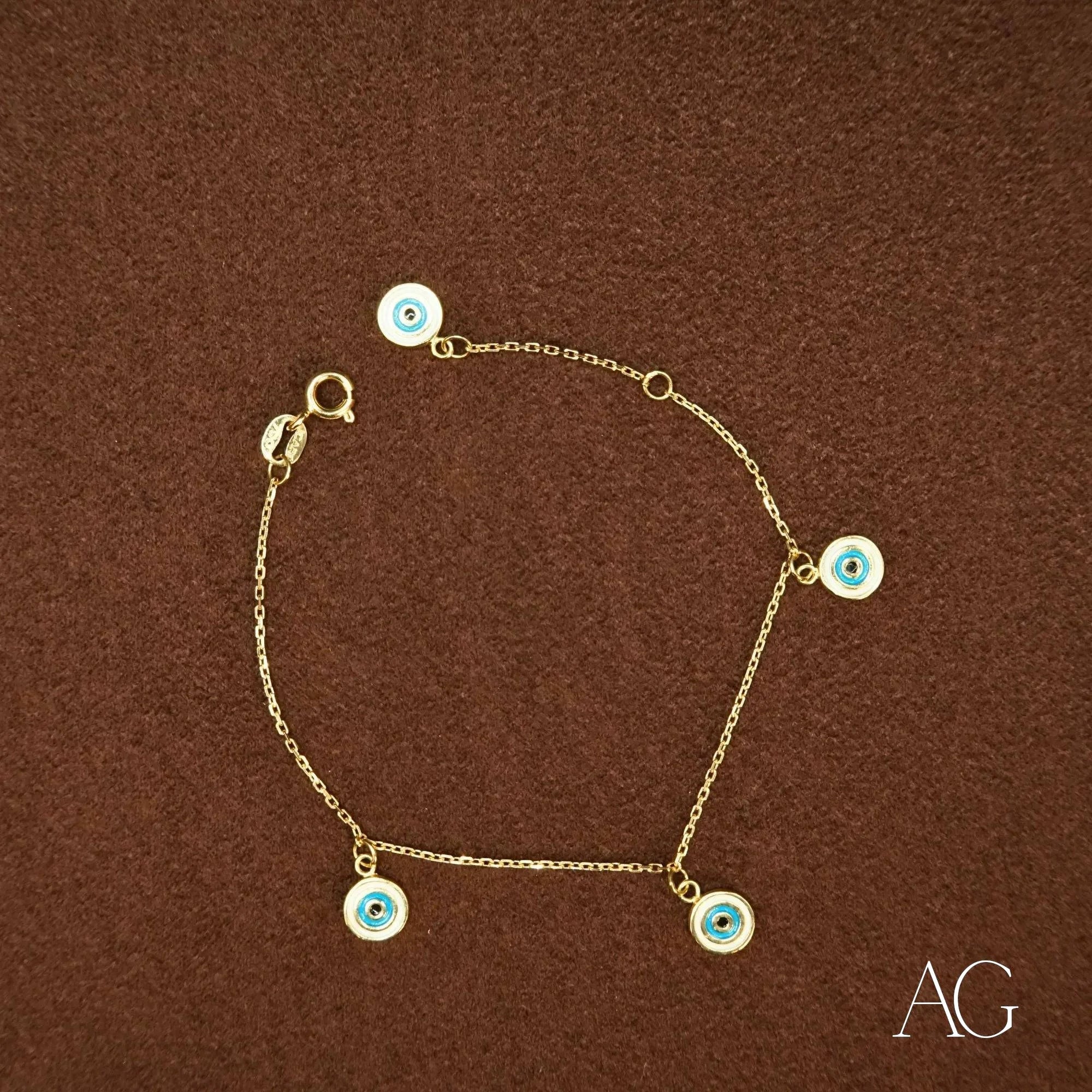 18K Gold Evil Eye Bracelet for Kids - Protection Charm Jewelry for Boys & Girls - Perfect for School, Travel & Gifting