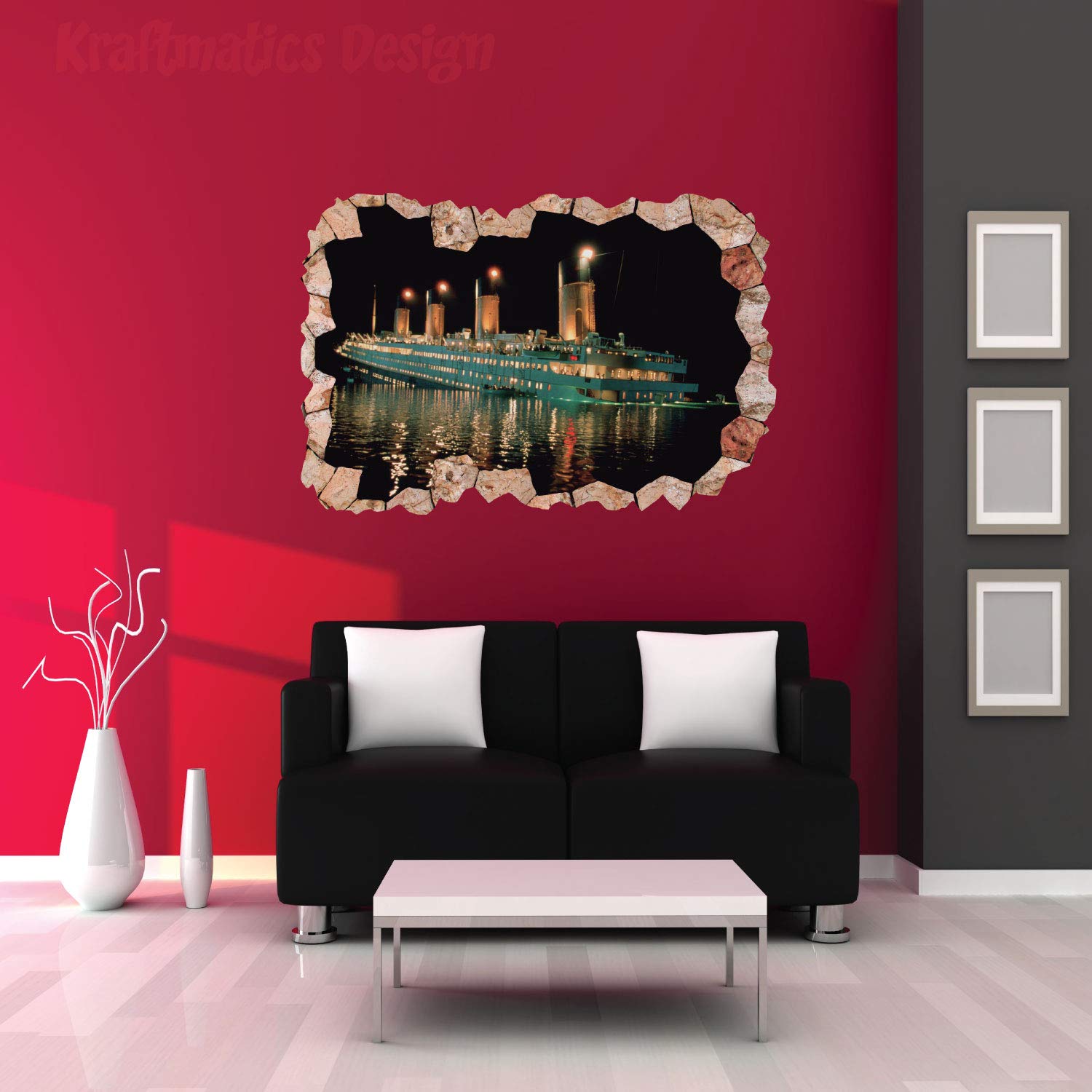 Titanic 3D Wall Decal Sticker - Premium Peel & Stick Vinyl Art for Home, Car & Laptop Decor - Perfect for Bedroom, Living Room, Office & Vehicle Decoration