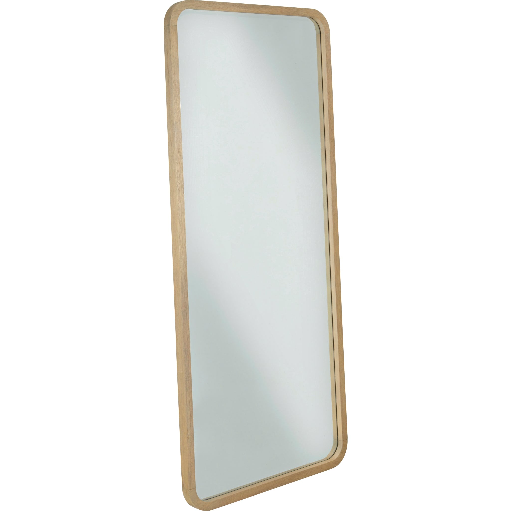 Buff Cream Penny Beveled Glass Floor Mirror - Full-Length Standing Mirror for Bedroom, Living Room & Entryway Decor