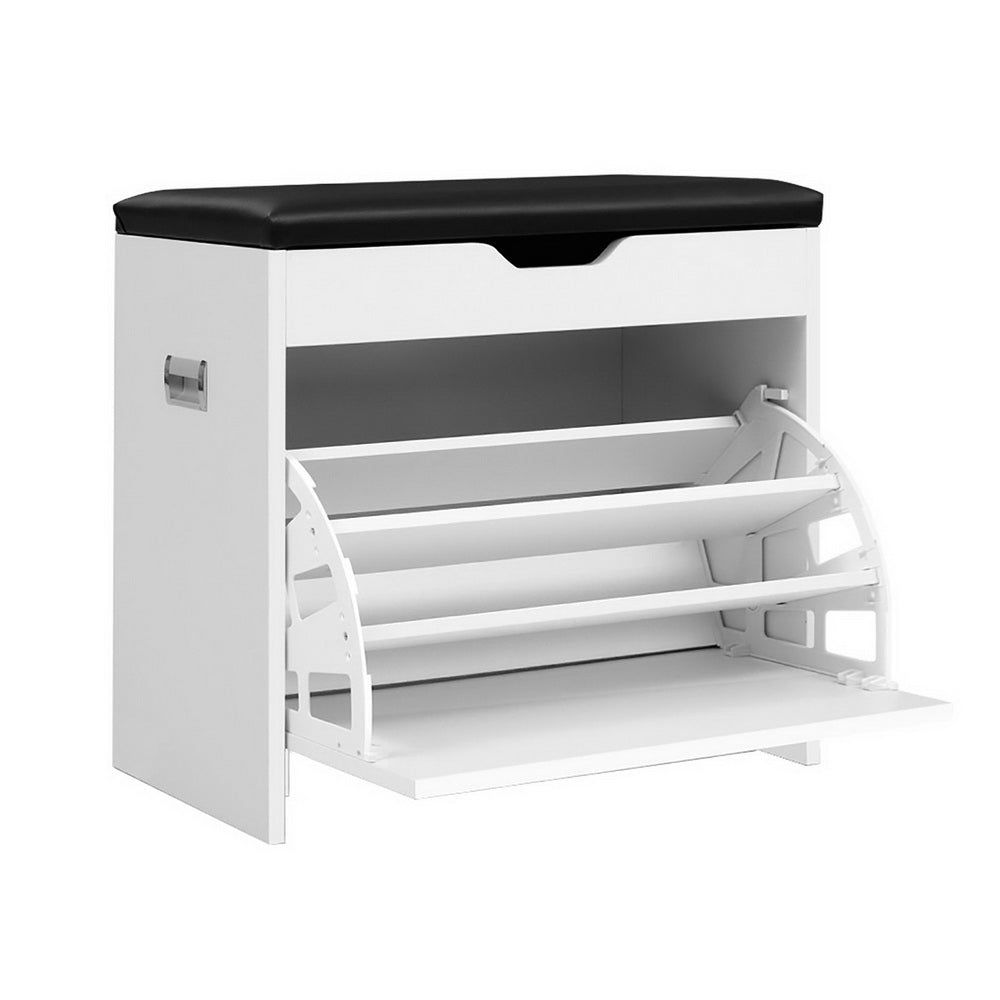 Artiss White Shoe Cabinet Bench - 15 Pair Shoe Organizer Storage Rack with Seat | Perfect for Entryway, Mudroom & Bedroom Shoe Storage