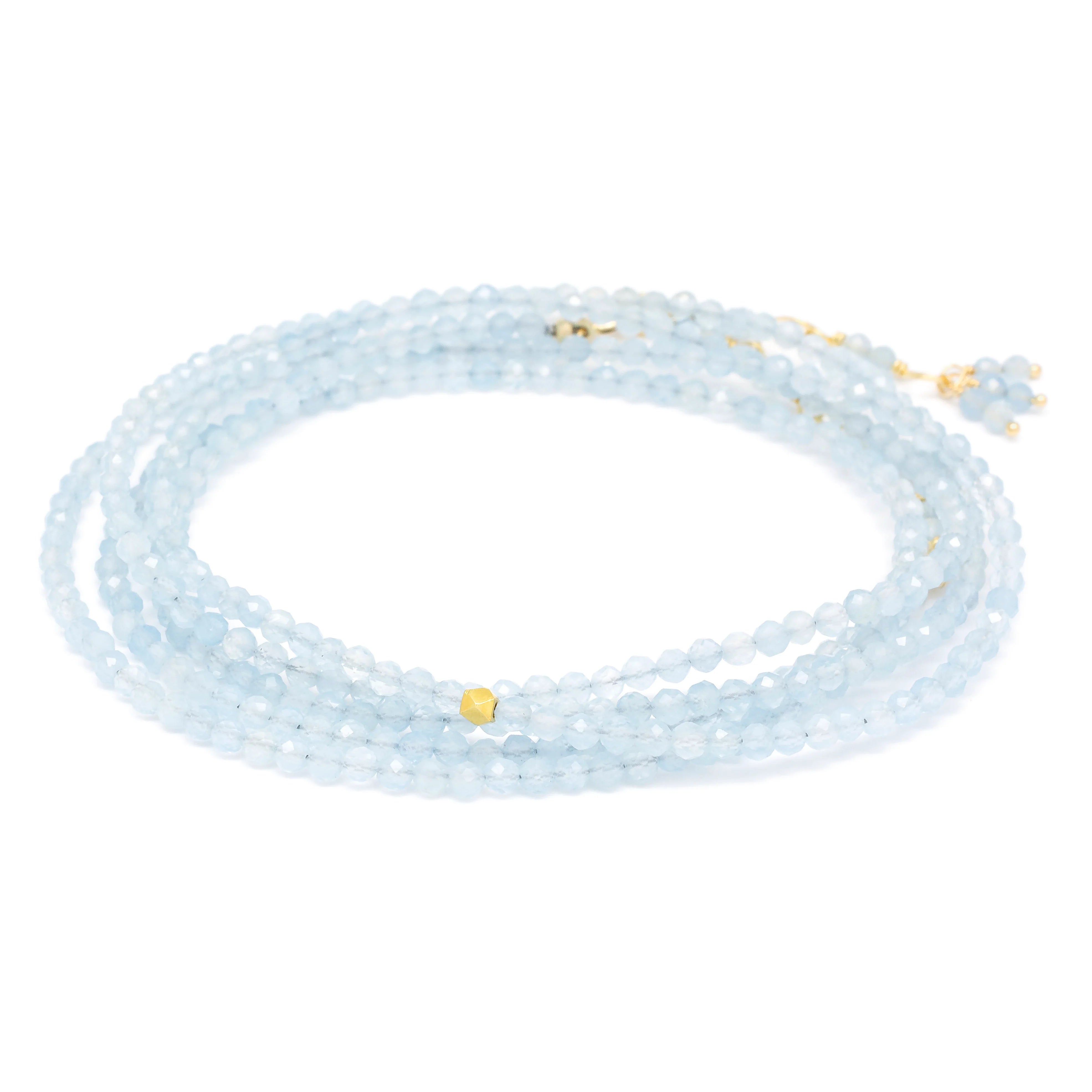 Anne Sportun Aquamarine Wrap Bracelet & Necklace Set - Elegant Jewelry for Women, Perfect for Weddings, Parties & Everyday Wear