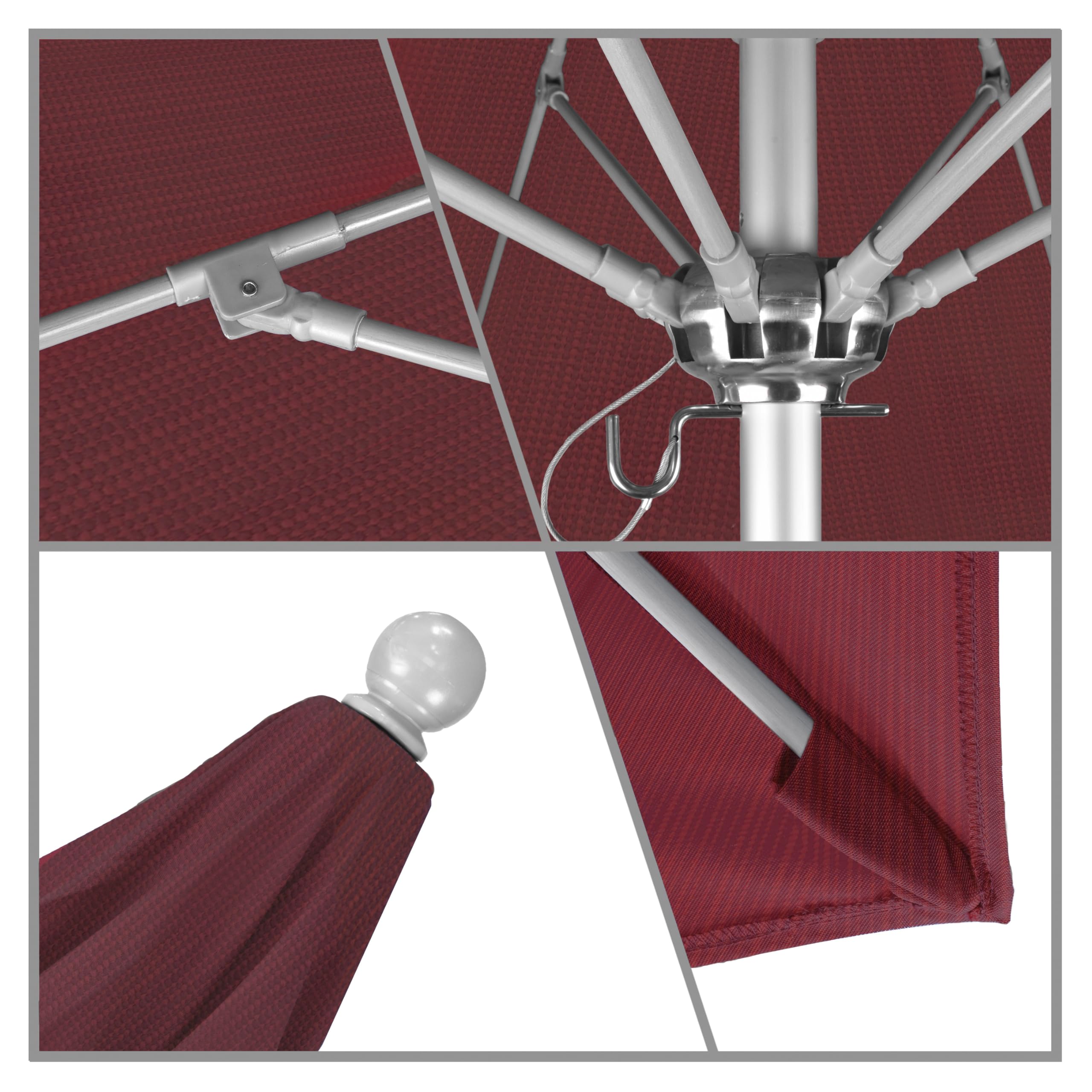 9' Round California Patio Umbrella - Aluminum/Fiberglass Frame with Push Open Mechanism & Silver Pole | Durable Olefin Fabric | Perfect for Poolside, Backyard, Deck, and Outdoor Dining Areas