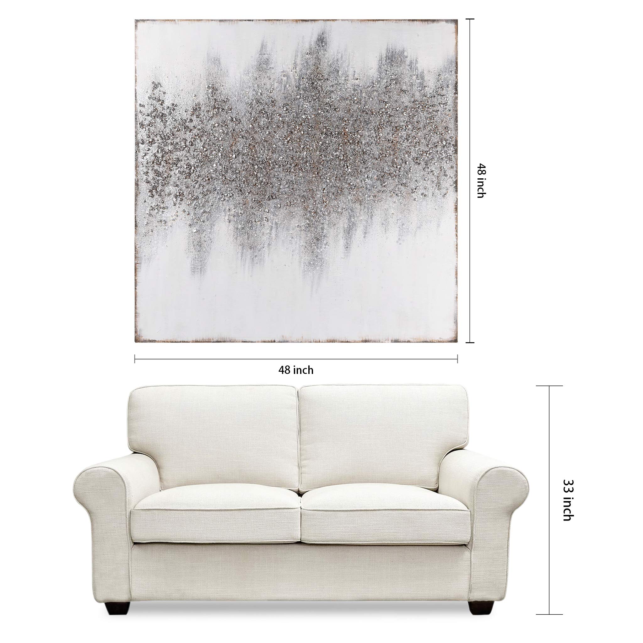Martin Edwards Hand Painted Abstract Wall Art Canvas - Golden Dust Textured Painting 48x48 Inches Unframed - Modern Home Decor for Living Room, Bedroom & Office