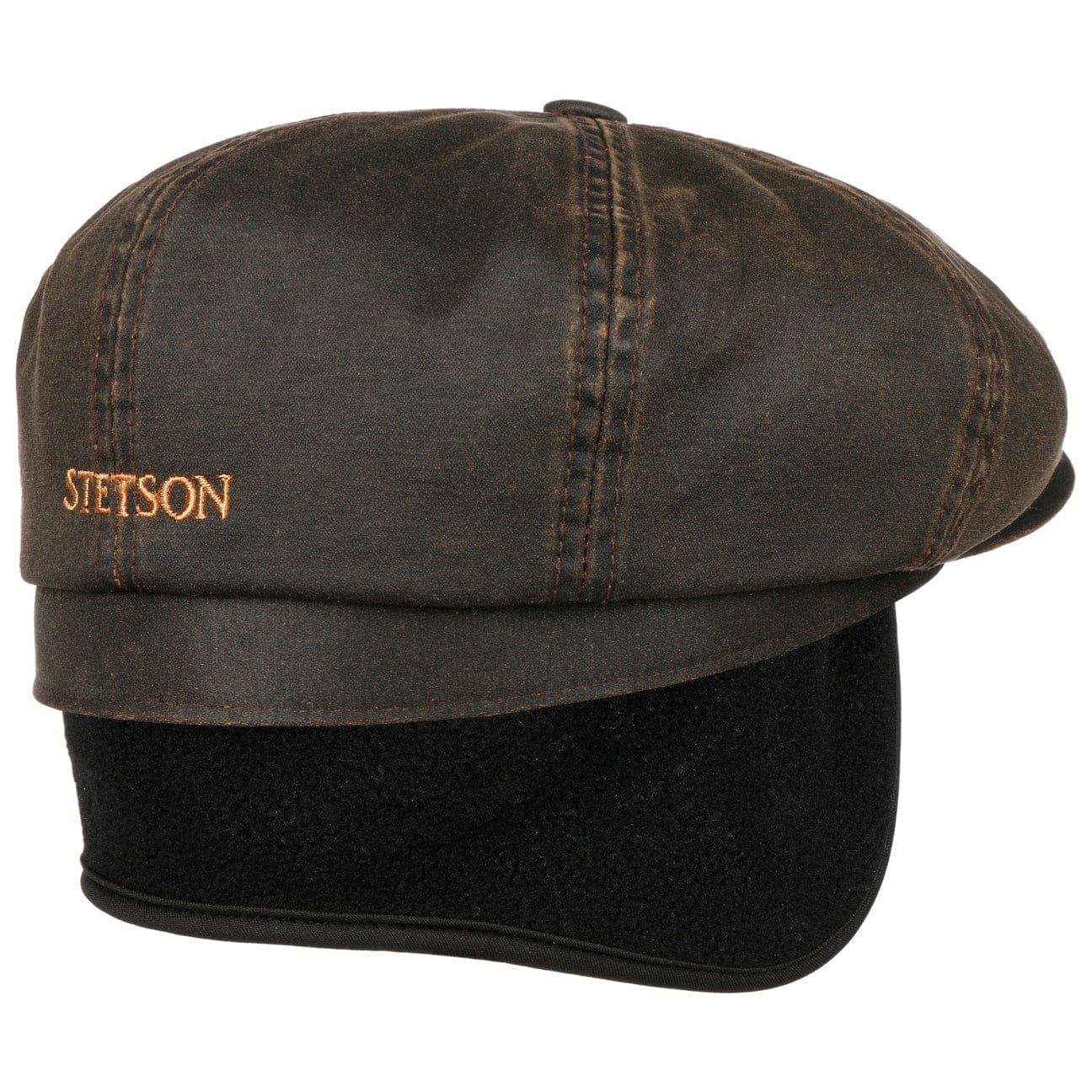 Stetson Hatteras Datto Flat Cap with Ear Flaps - Warm Winter Hat for Men, Outdoor Hunting & Fishing Gear, Cold Weather Accessories