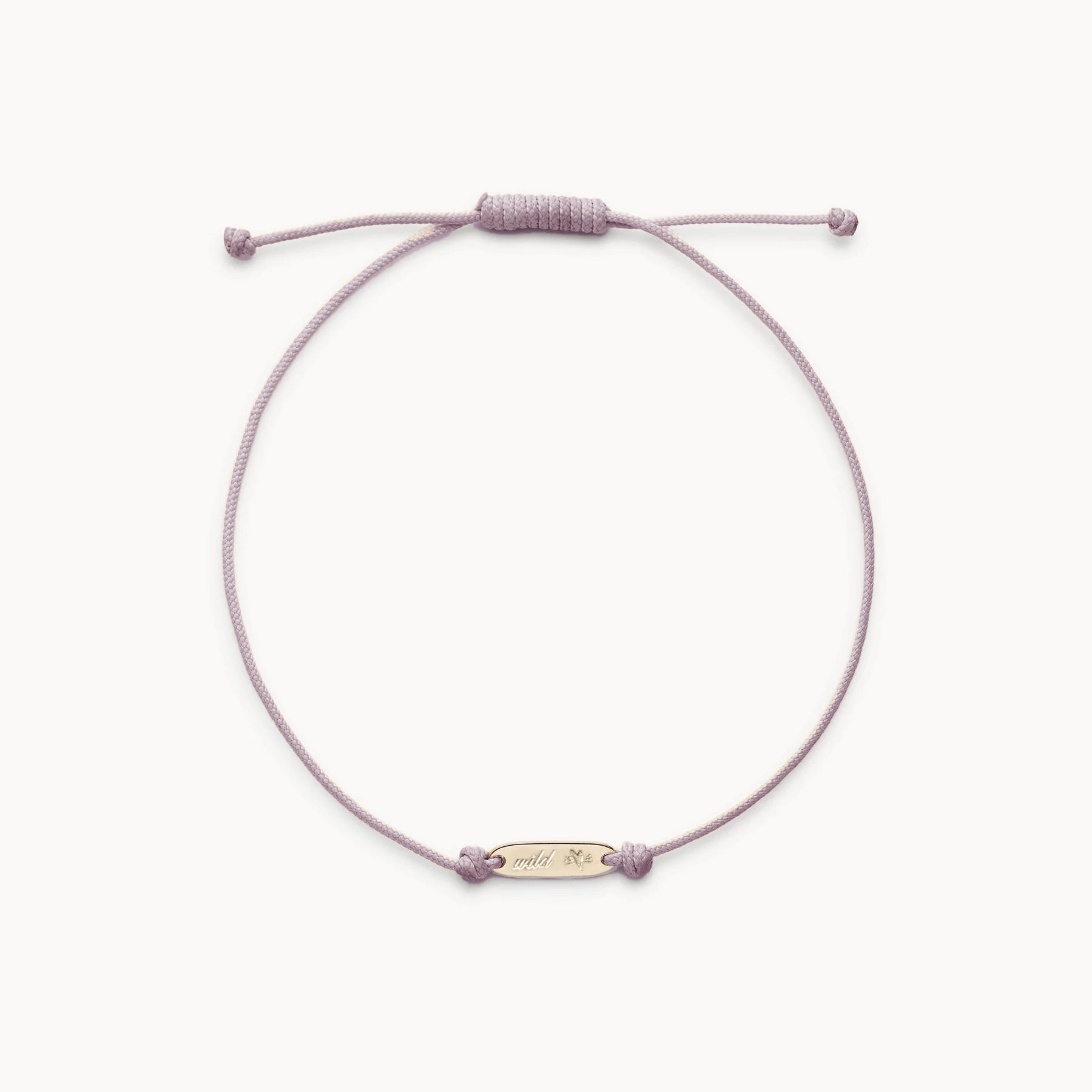 10K Yellow Gold Lavender Cord Bracelet - Wild Heart Adjustable Friendship Bracelet for Women, Gift for Her, Boho Chic Jewelry for Everyday Wear & Special Occasions