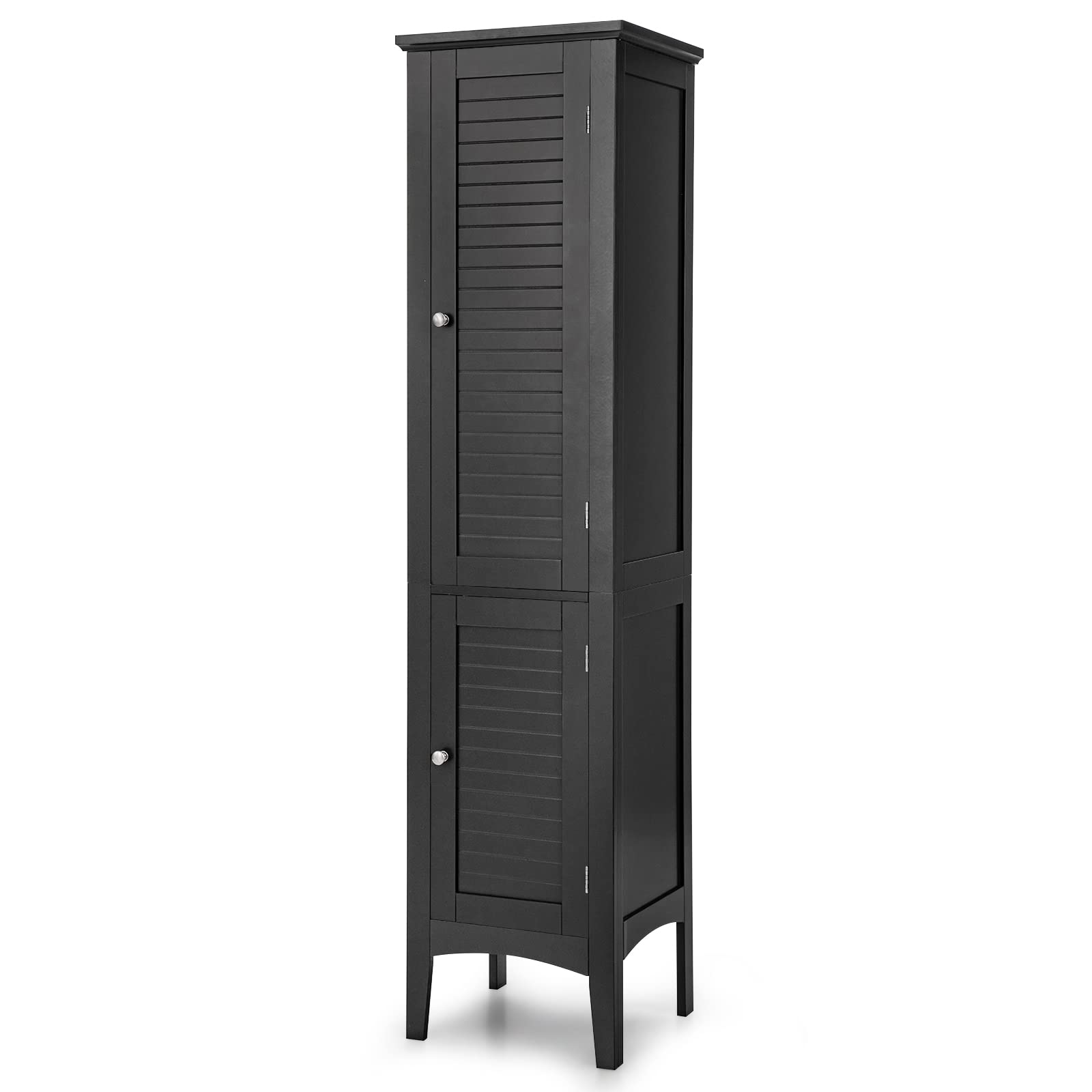 Giantex 5-Tier Storage Cabinet - Freestanding Tall Bathroom & Kitchen Organizer with Shelves, Slim Linen Tower for Bathroom, Kitchen, Living Room - Space-Saving Narrow Floor Cabinet (Black) | Perfect for Small Spaces, Apartment Storage & Home Organization