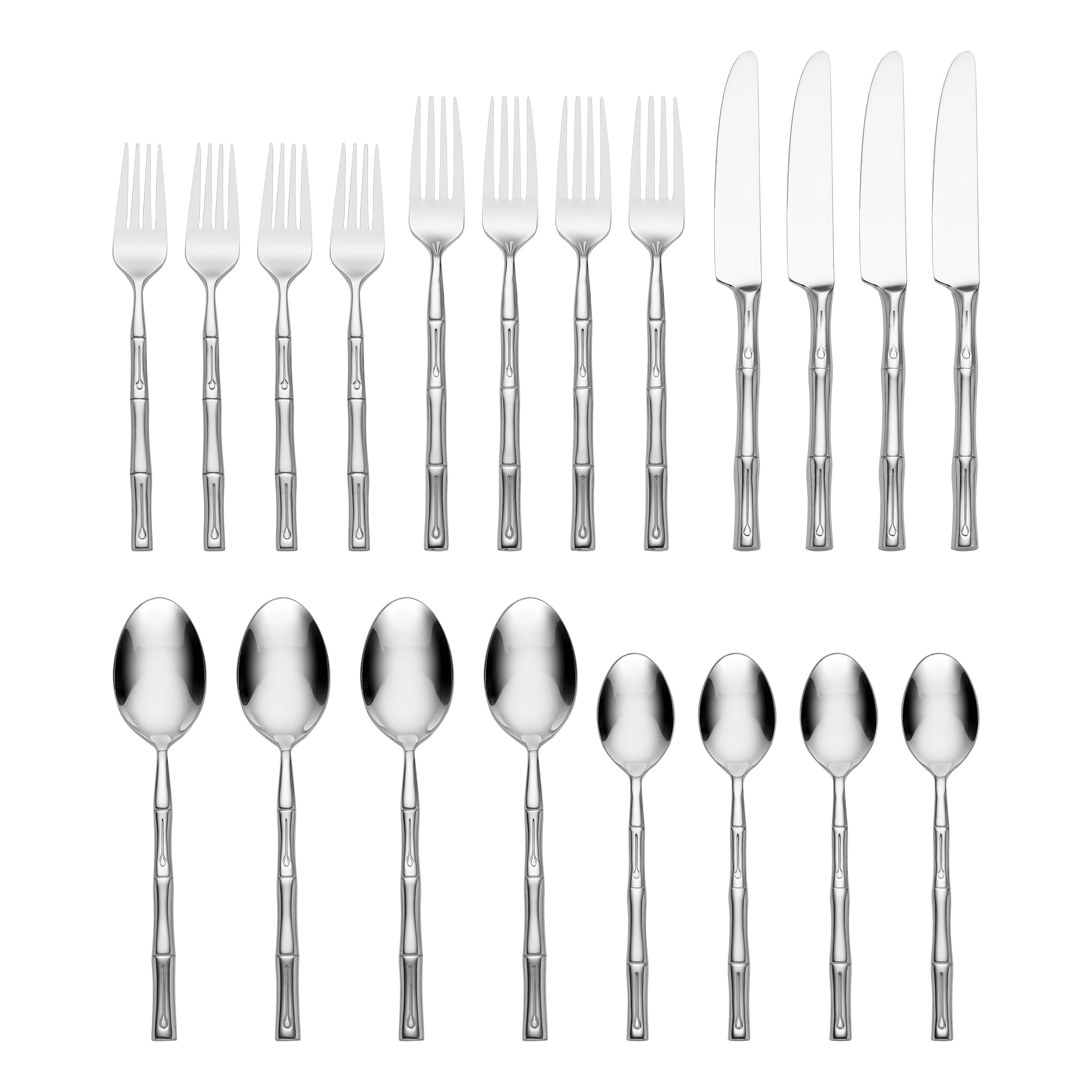 Premium 20-Piece Bamboo Flatware Set - Eco-Friendly Cutlery for Parties, Picnics & Everyday Dining - Knives, Forks & Spoons Included