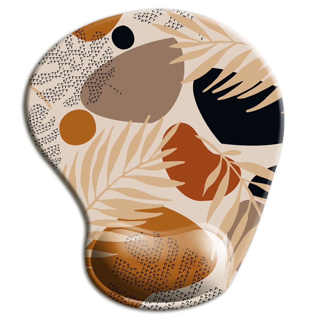 HOPONY Ergonomic Gel Mouse Pad with Wrist Support - 9x10 Inch Non-Slip Computer Mousepad for Pain Relief, Laptop & Office Use - Abstract Plants Design for Comfortable Wrist Rest & Long Work Sessions