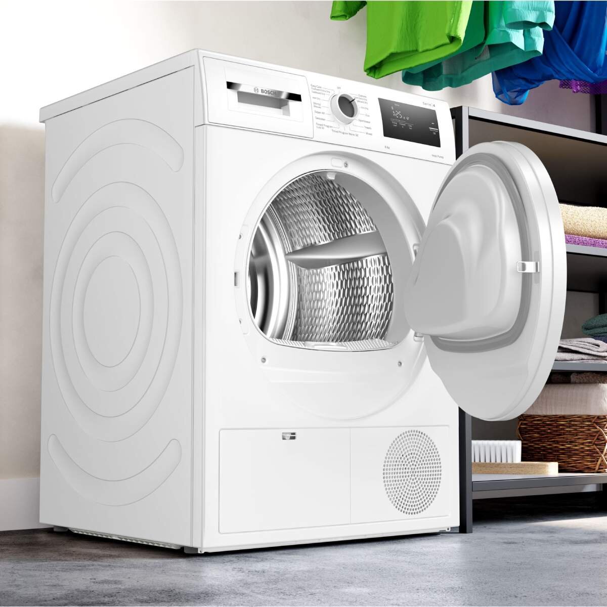 Bosch Series 4 8kg Heat Pump Tumble Dryer WTH83001AU - Energy Efficient, Quiet & Gentle on Clothes - Perfect for Small Families & Apartments - Laundry Room & Home Use
