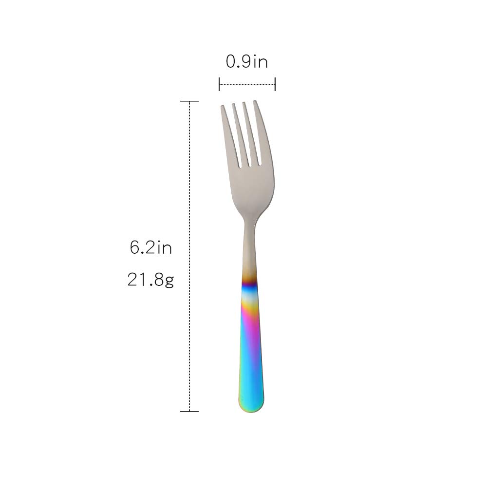 12-Pack Stainless Steel Salad Forks - 6.2 Inch Rainbow Gradient Dessert Forks for Dinner Parties, Picnics & Catering | Durable & Elegant Flatware Set for Restaurants, Weddings & Home Use