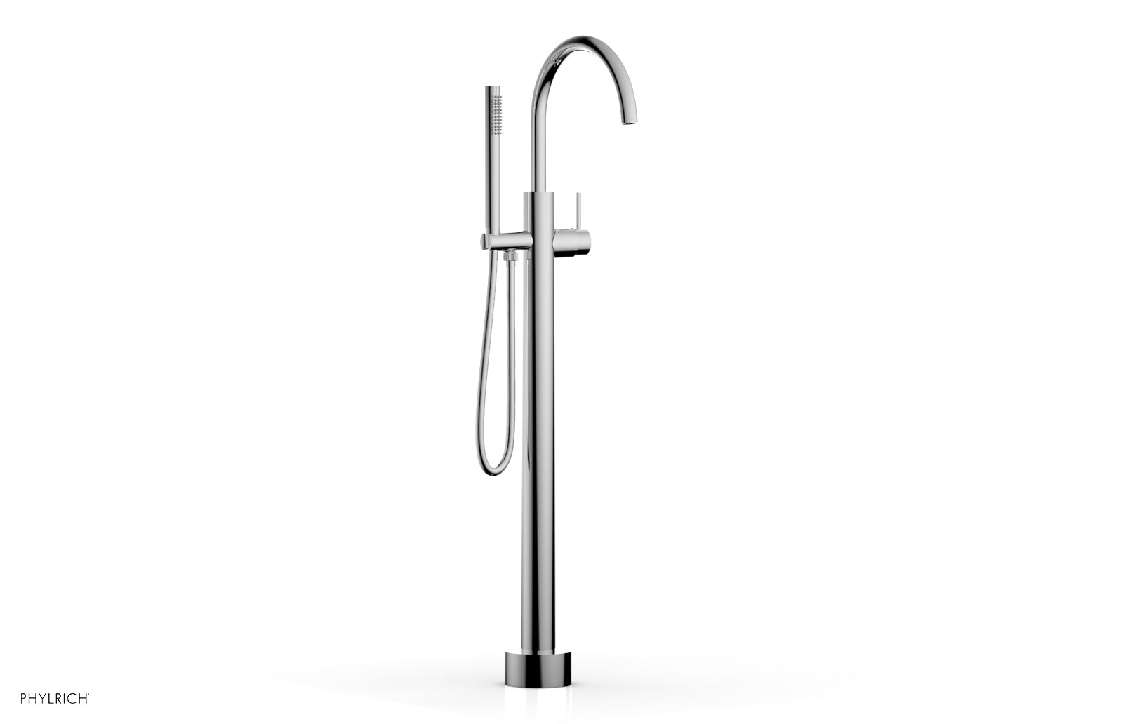 BASIC II Tall Floor Mount Tub Filler with Lever Handle & Hand Shower - 230 45 01 - Perfect for Modern Bathrooms & Spa-Like Showers